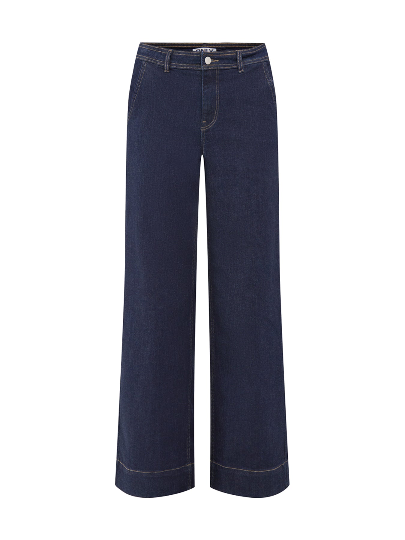 Cotton Blend Madison High-Waisted Wide Leg Jeans - Dark Blue Denim