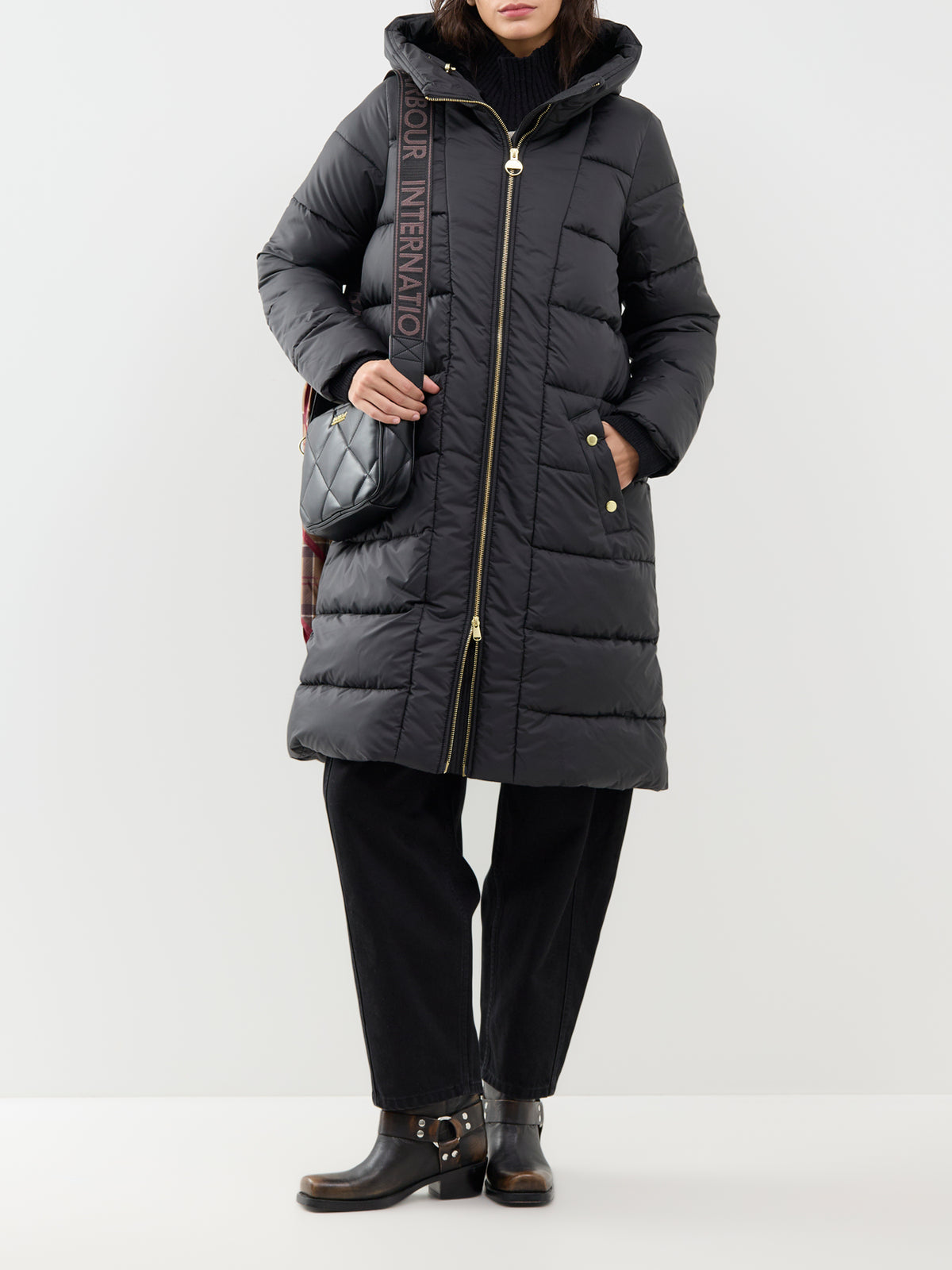 Brantley Longline Puffer Jacket – Black