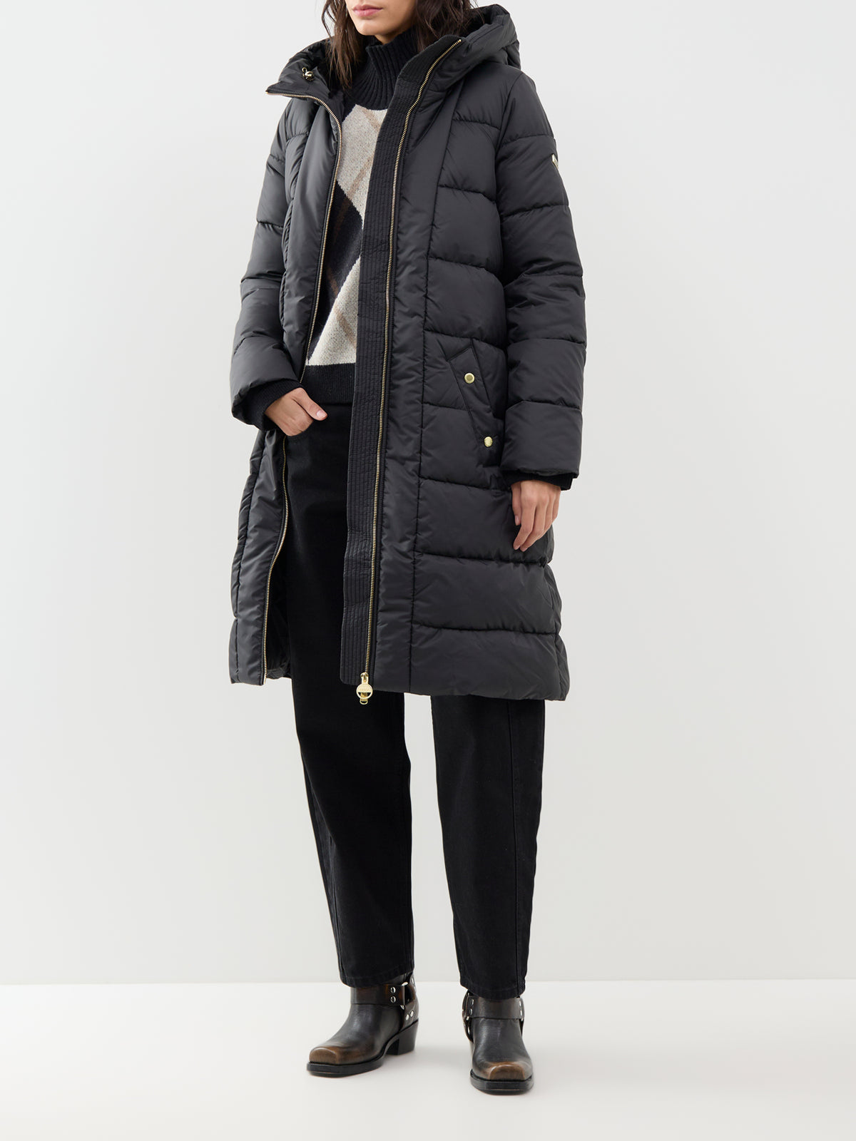 Brantley Longline Puffer Jacket – Black