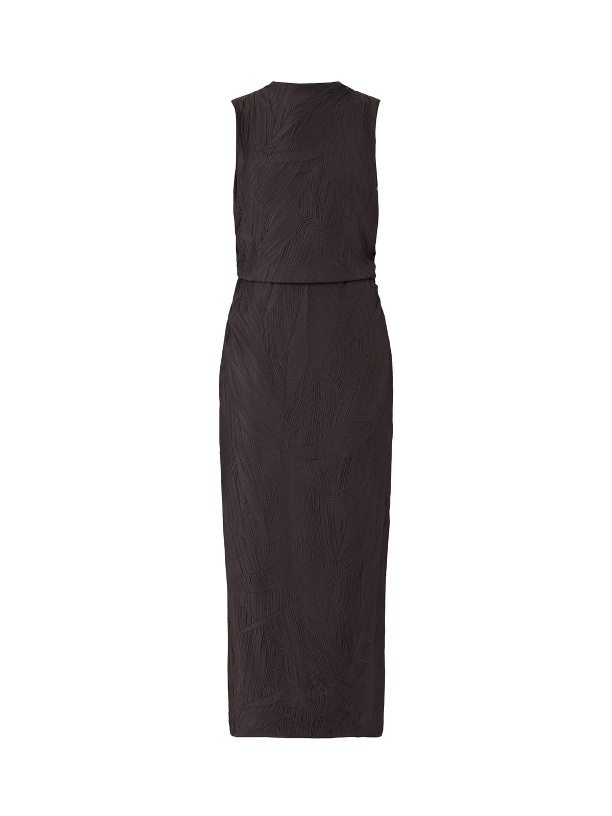 Textured Crinkle Midi Dress - Mocha