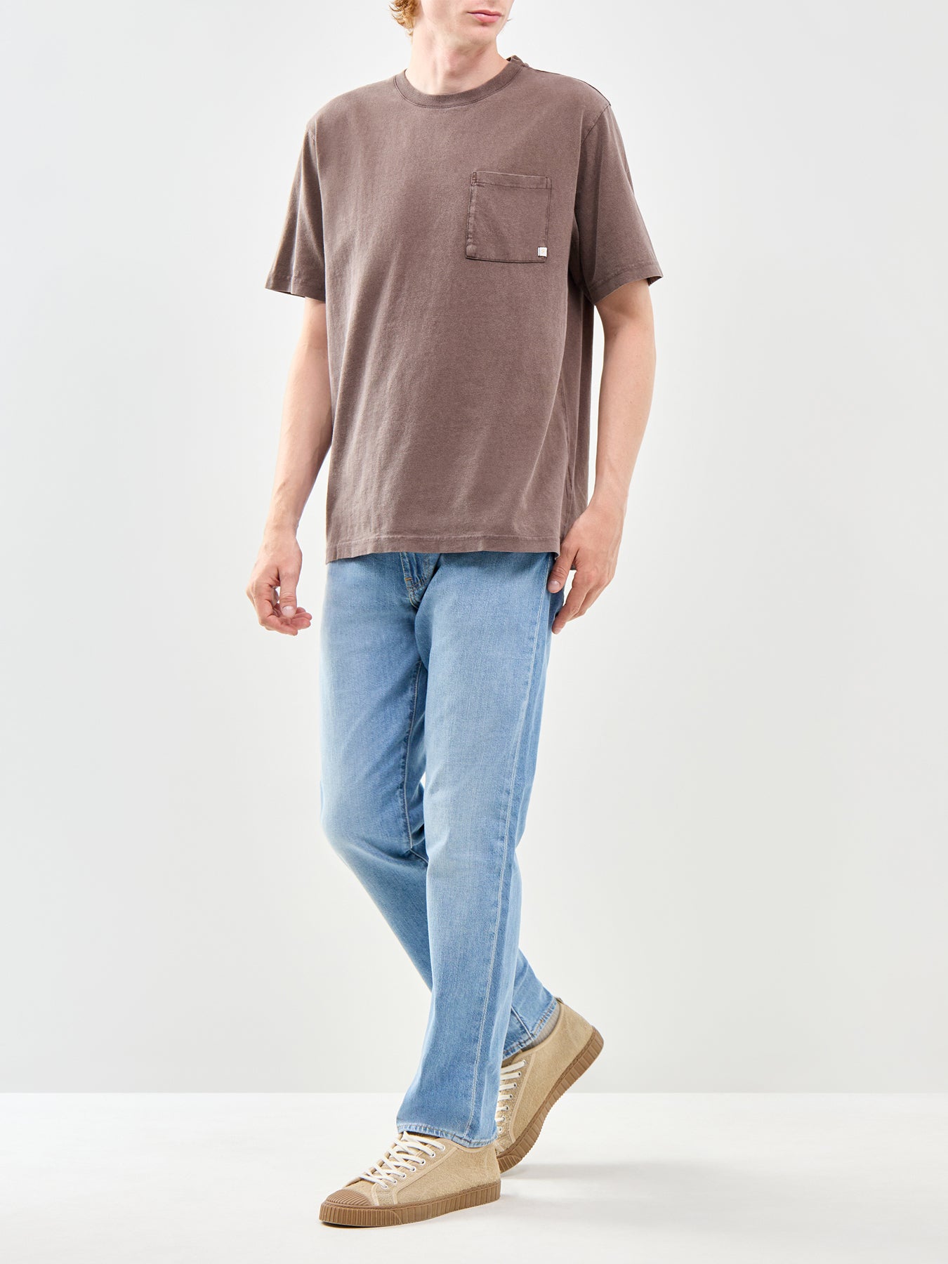 Stacy Garment Dyed Pocket T-Shirt Brown