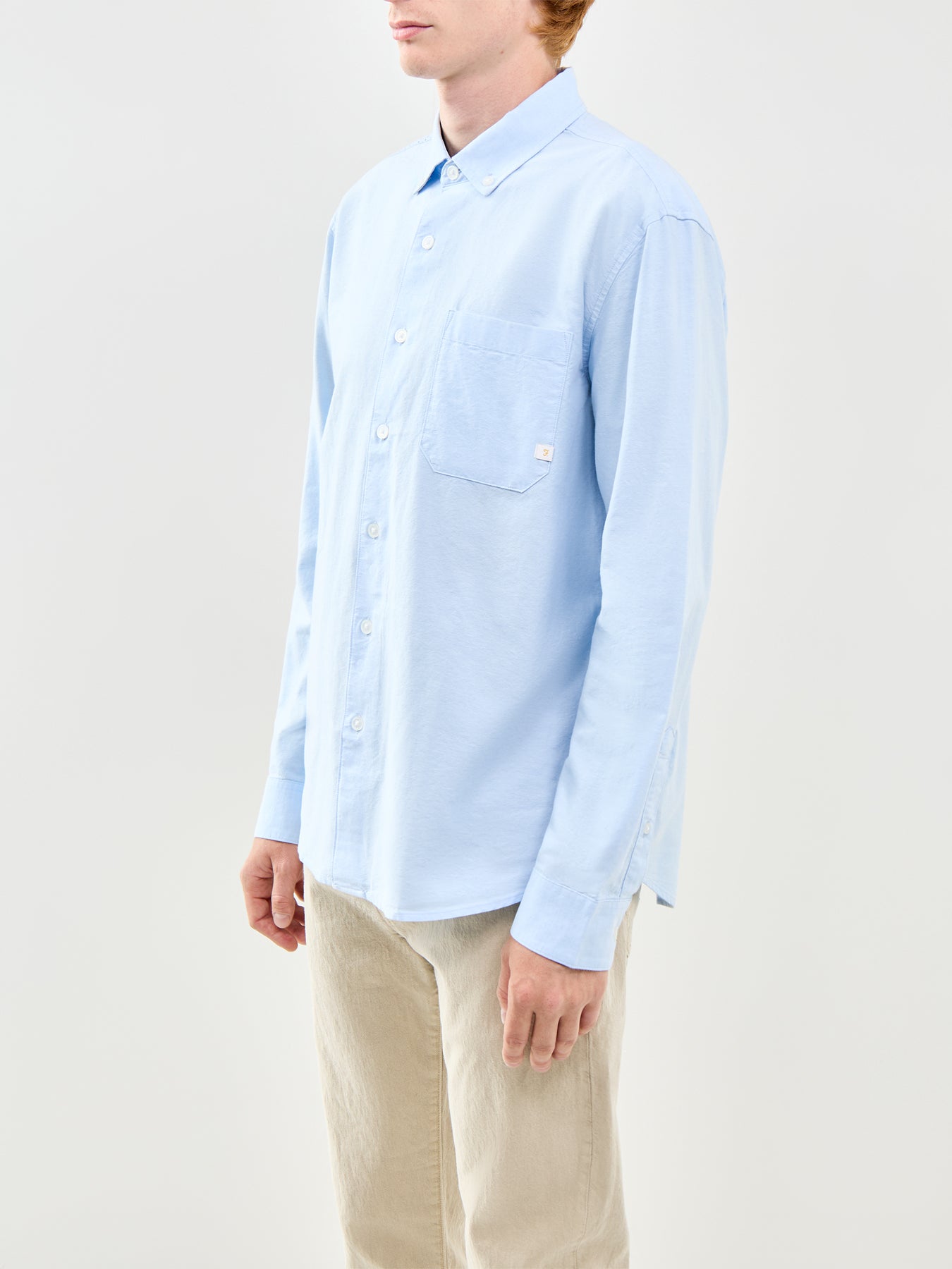 Farah Brewer Organic Cotton Long Sleeve Shirt Sky Blue