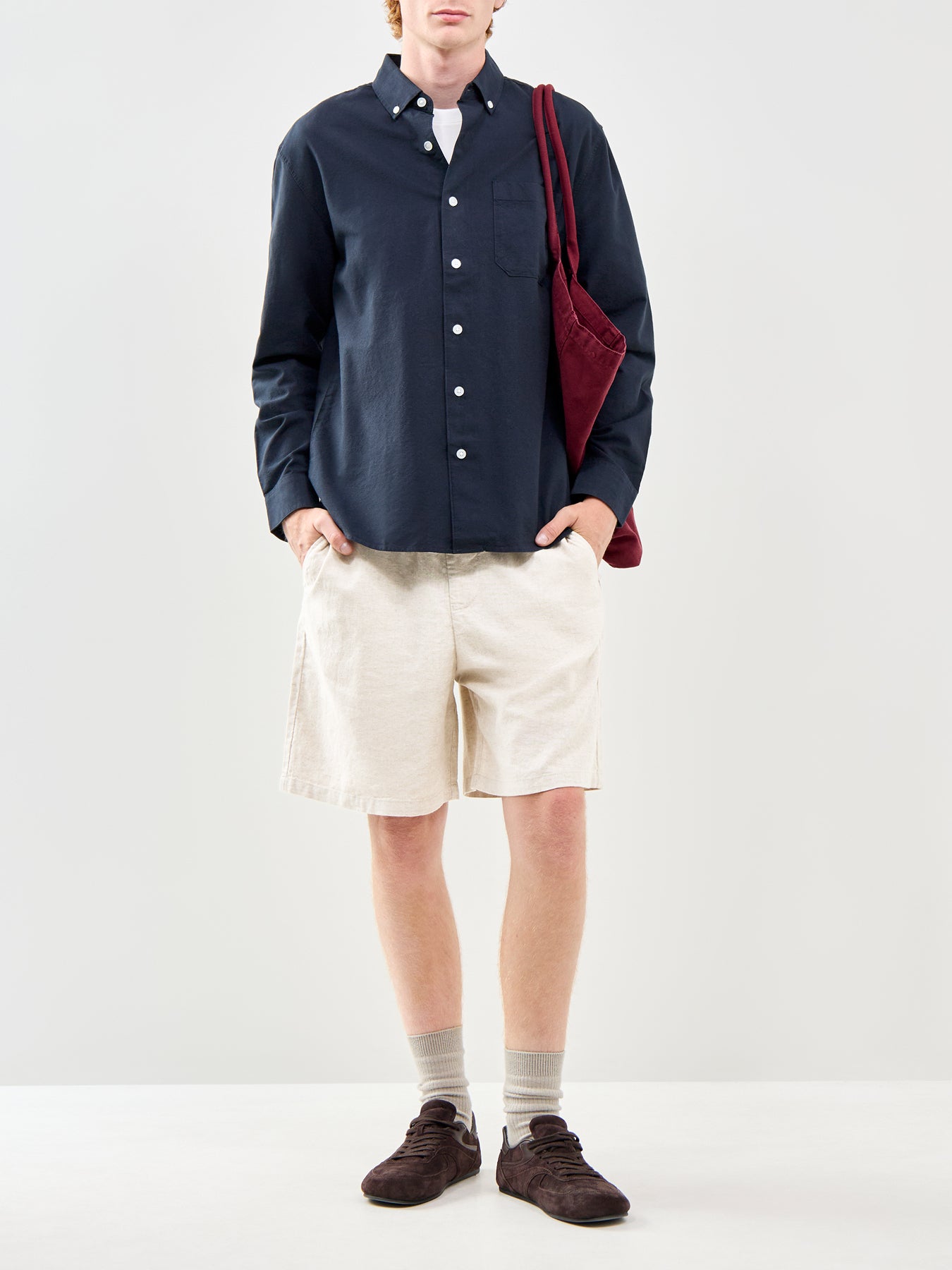 Brewer Organic Cotton Long Sleeve Shirt Navy