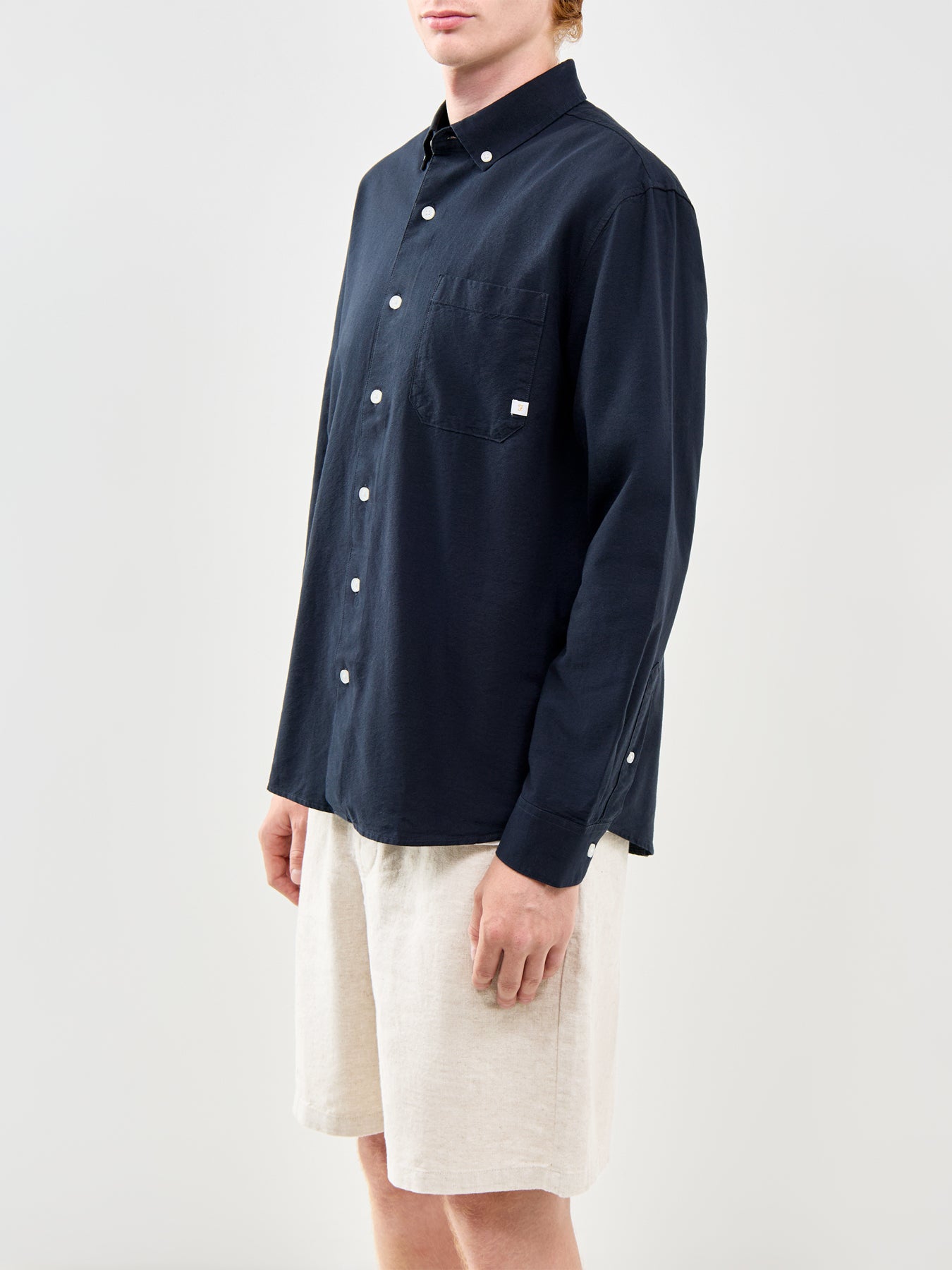 Brewer Organic Cotton Long Sleeve Shirt Navy