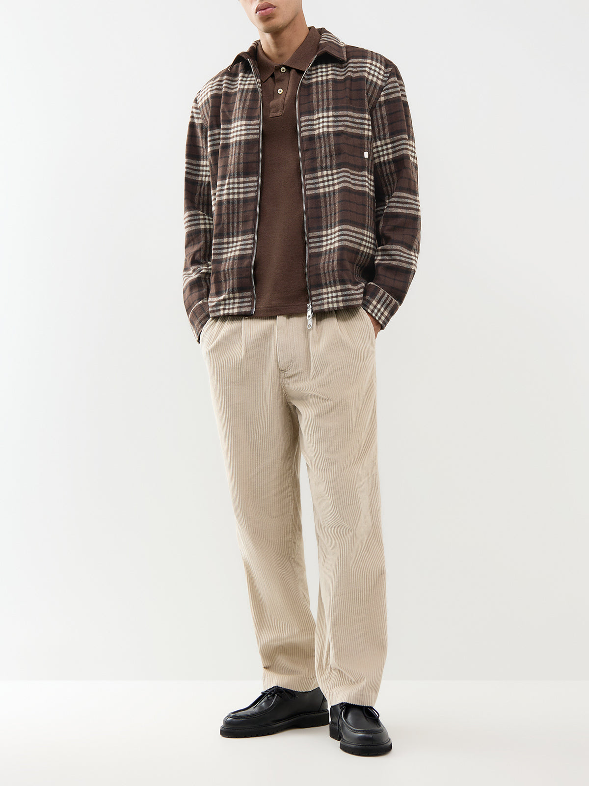 Adam Archive Organic Cotton Twin Pleat Trousers - Putty