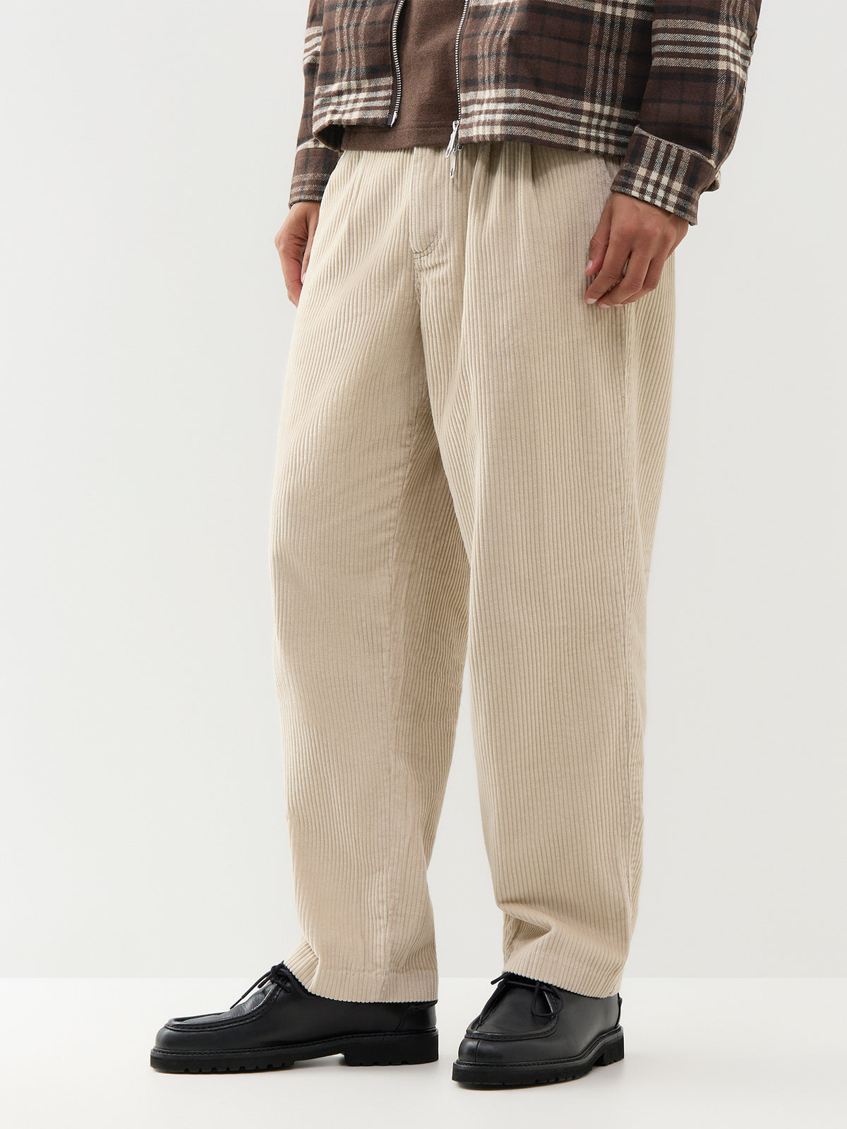Adam Archive Organic Cotton Twin Pleat Trousers - Putty