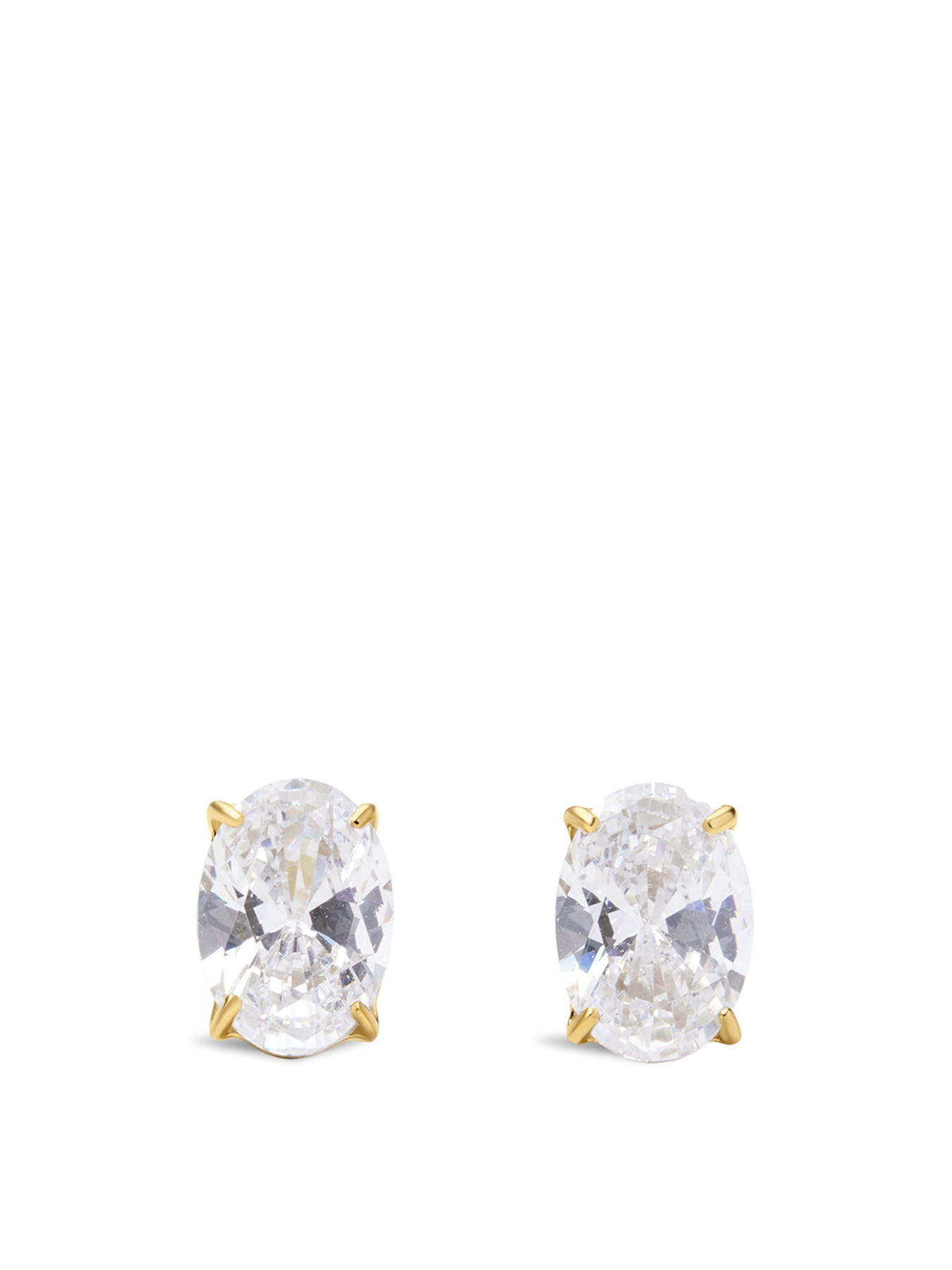 Oval Tennis Stud Earrings Gold