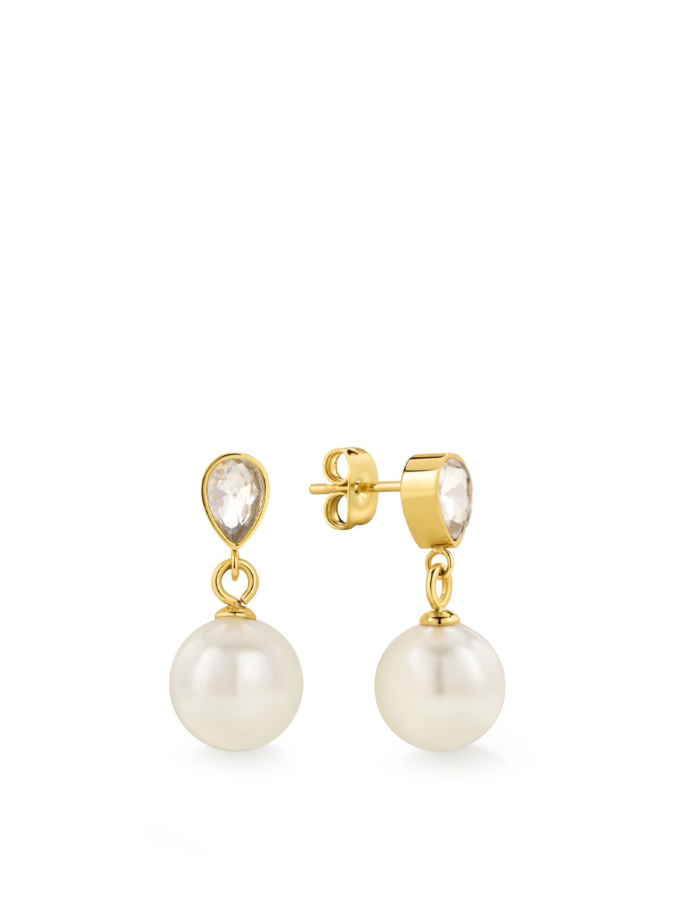 Pear Pearl Drop Earrings Gold