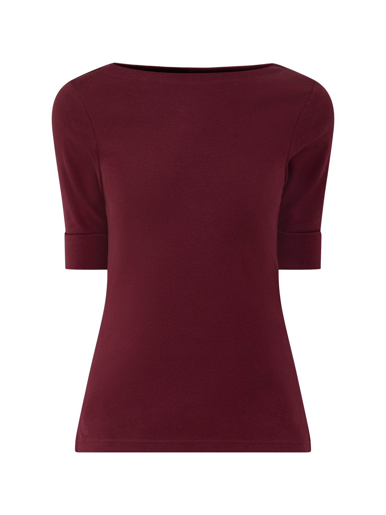Cotton Blend Judy Elbow Sleeve Knit Top - Dark Garnet