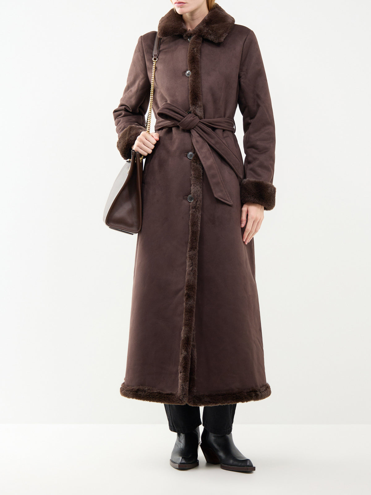 Shea Unlined Faux Fur Coat - Circuit Brown