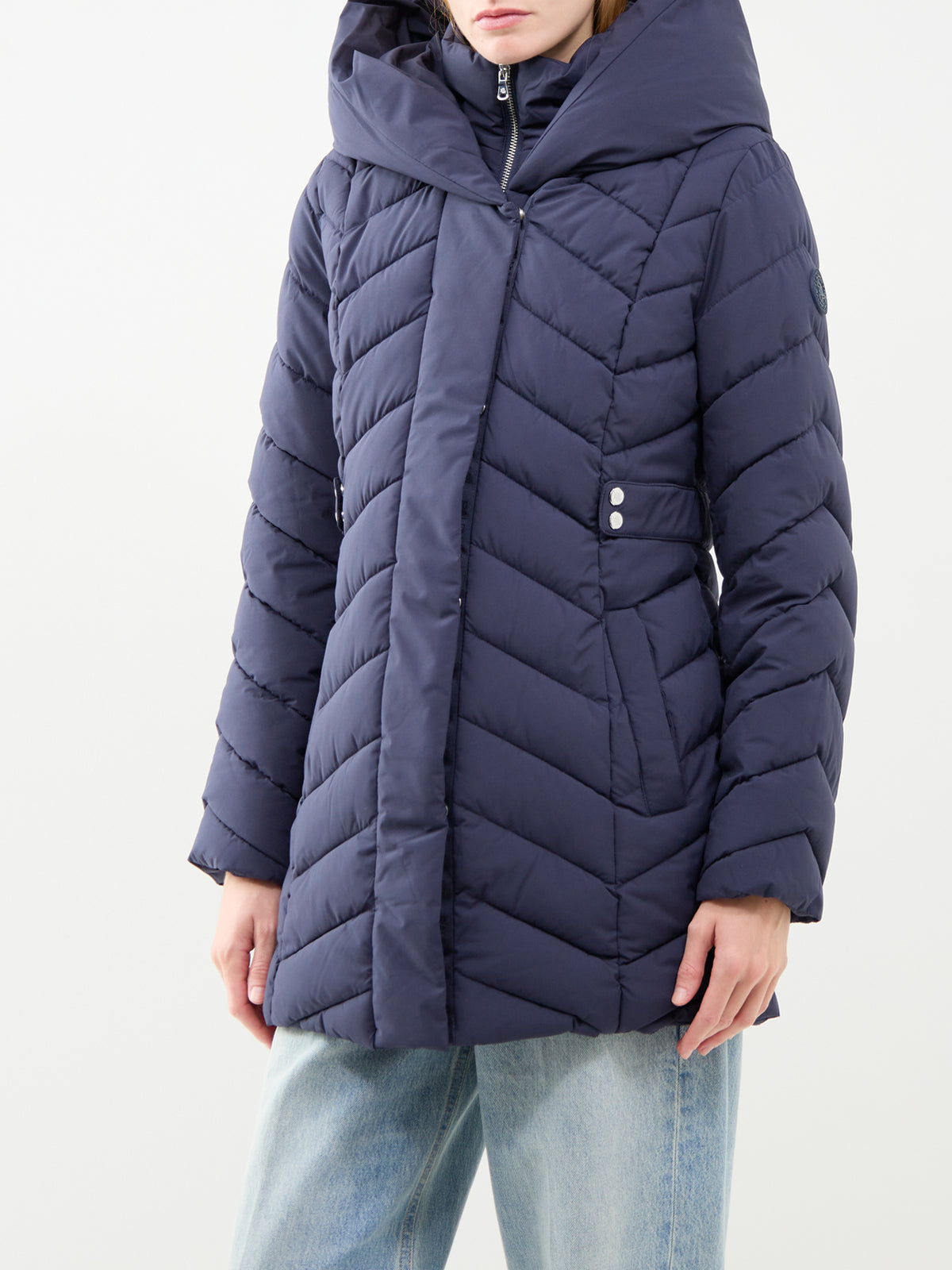 Belted Insulated Puffer Coat - Dark Navy