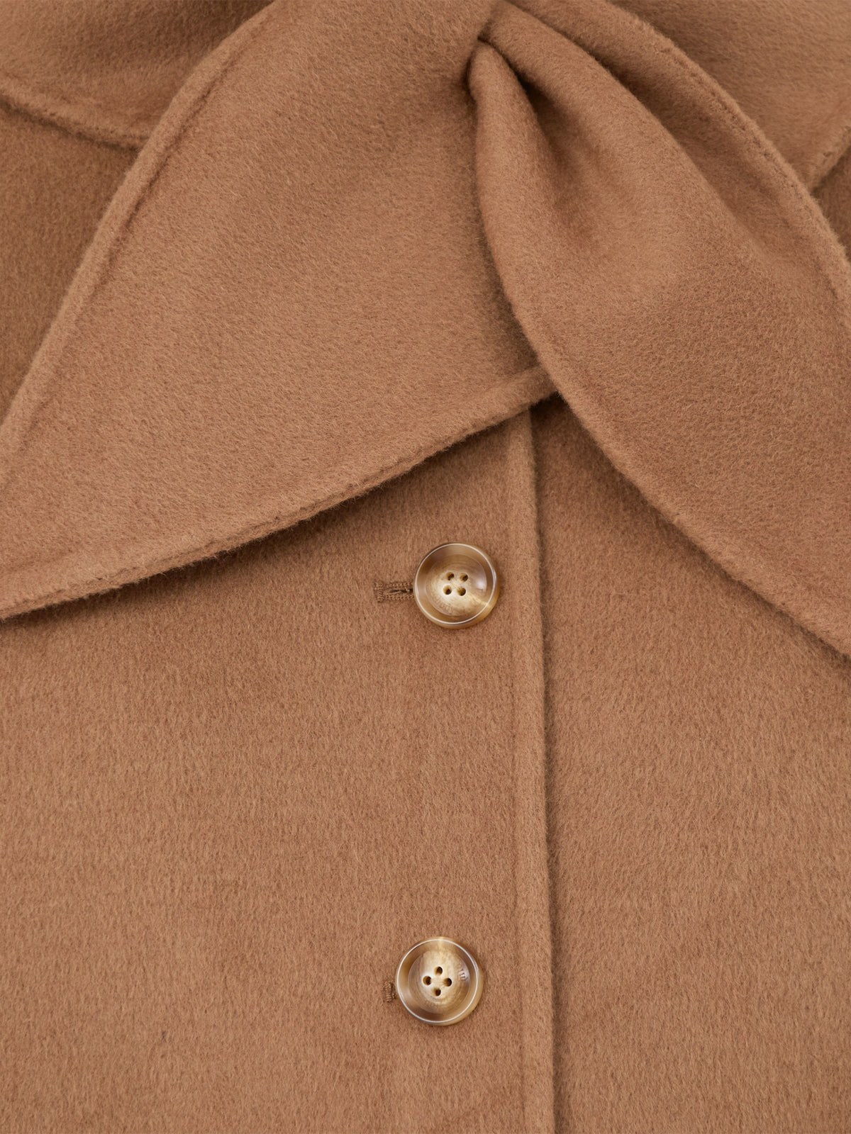 Wool Blend Tie Neck Jacket - Beige