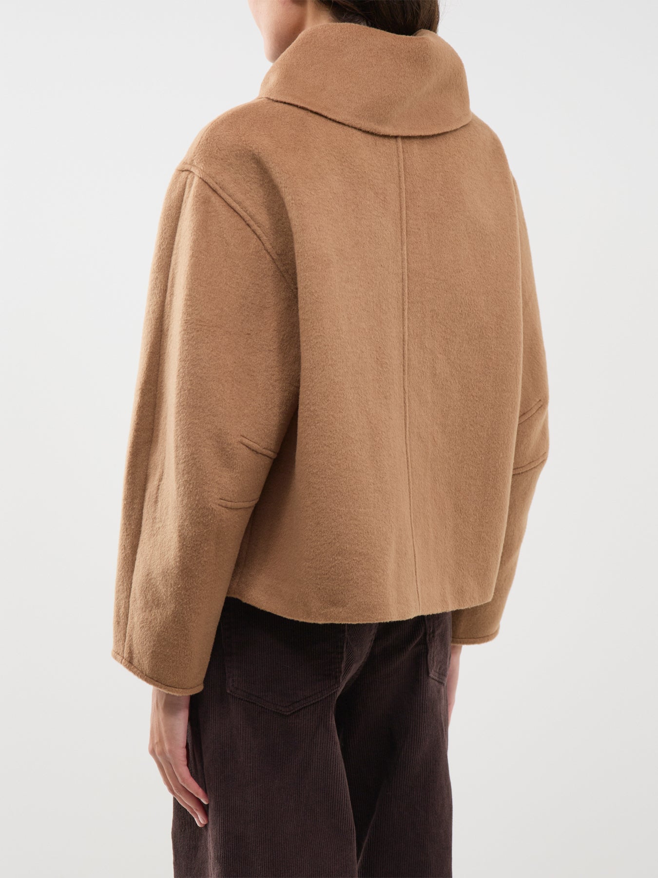 Wool Blend Tie Neck Jacket - Beige