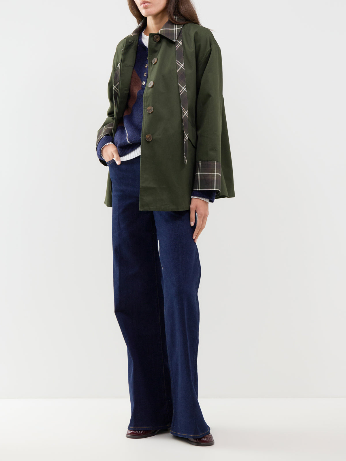 Cotton Tartan Trim Country Jacket