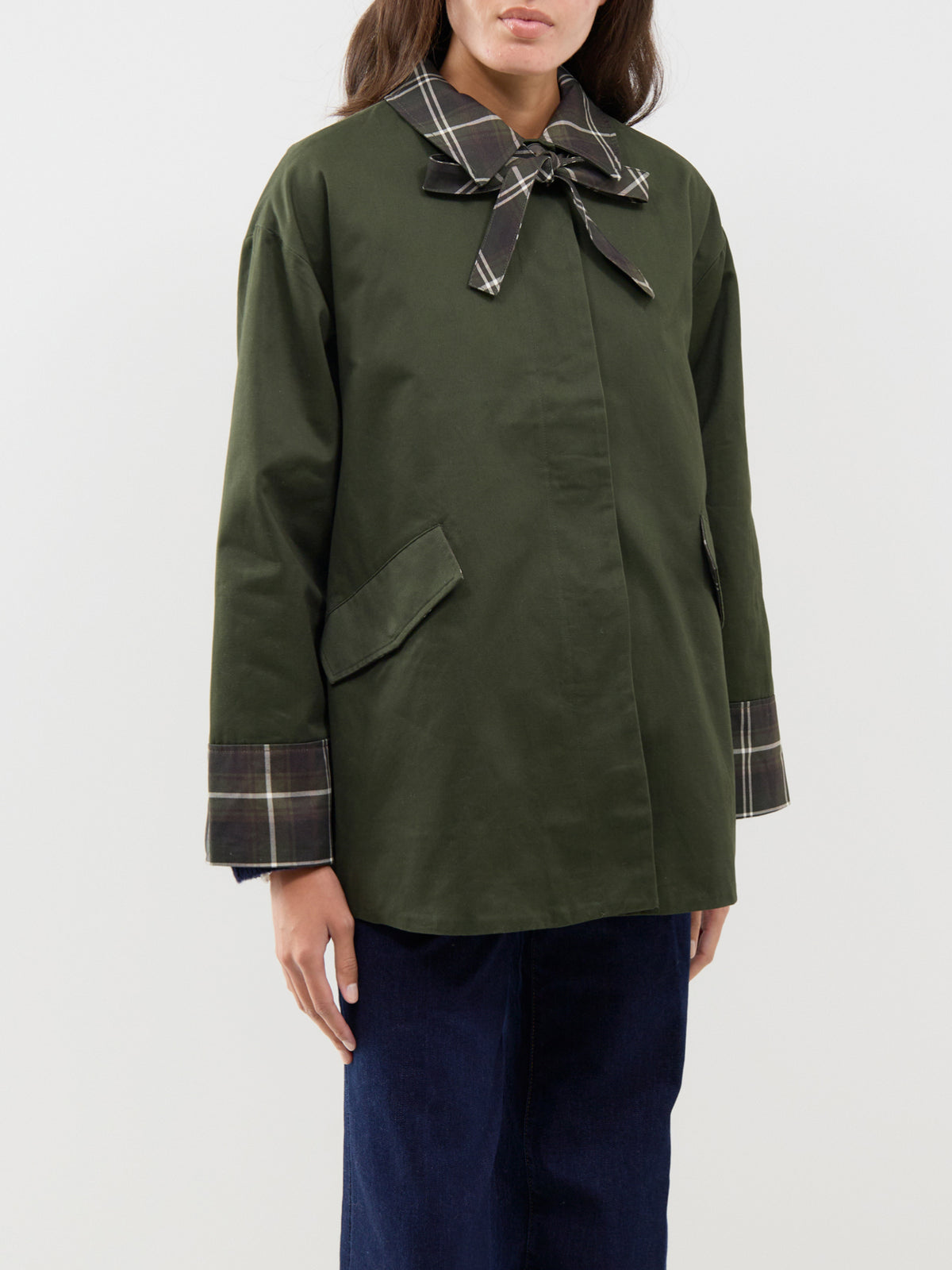 Cotton Tartan Trim Country Jacket