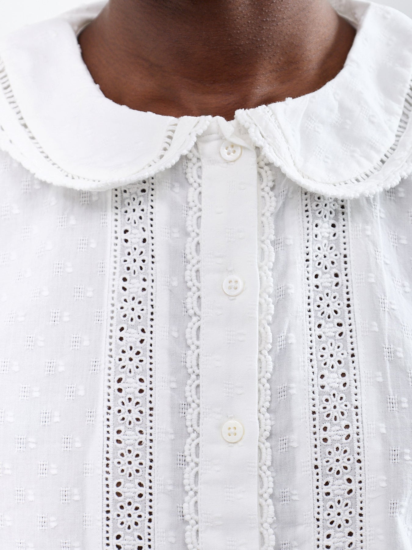 Thimbolina Cotton Peter Pan Collar Blouse White