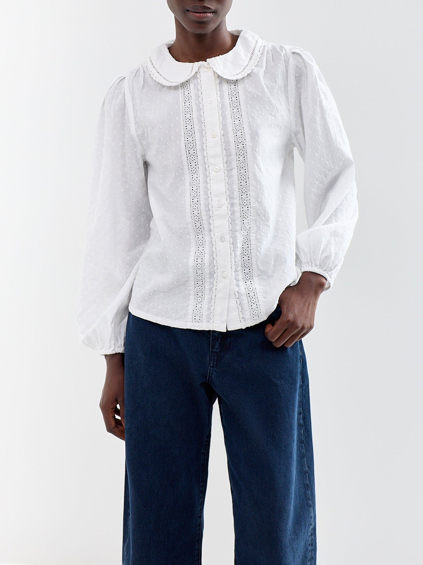 Thimbolina Cotton Peter Pan Collar Blouse White