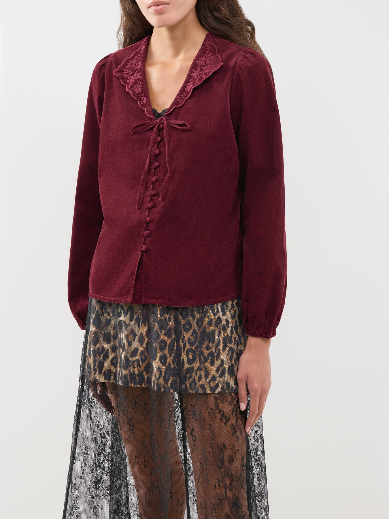 Cotton Isla Cord Blouse - Red
