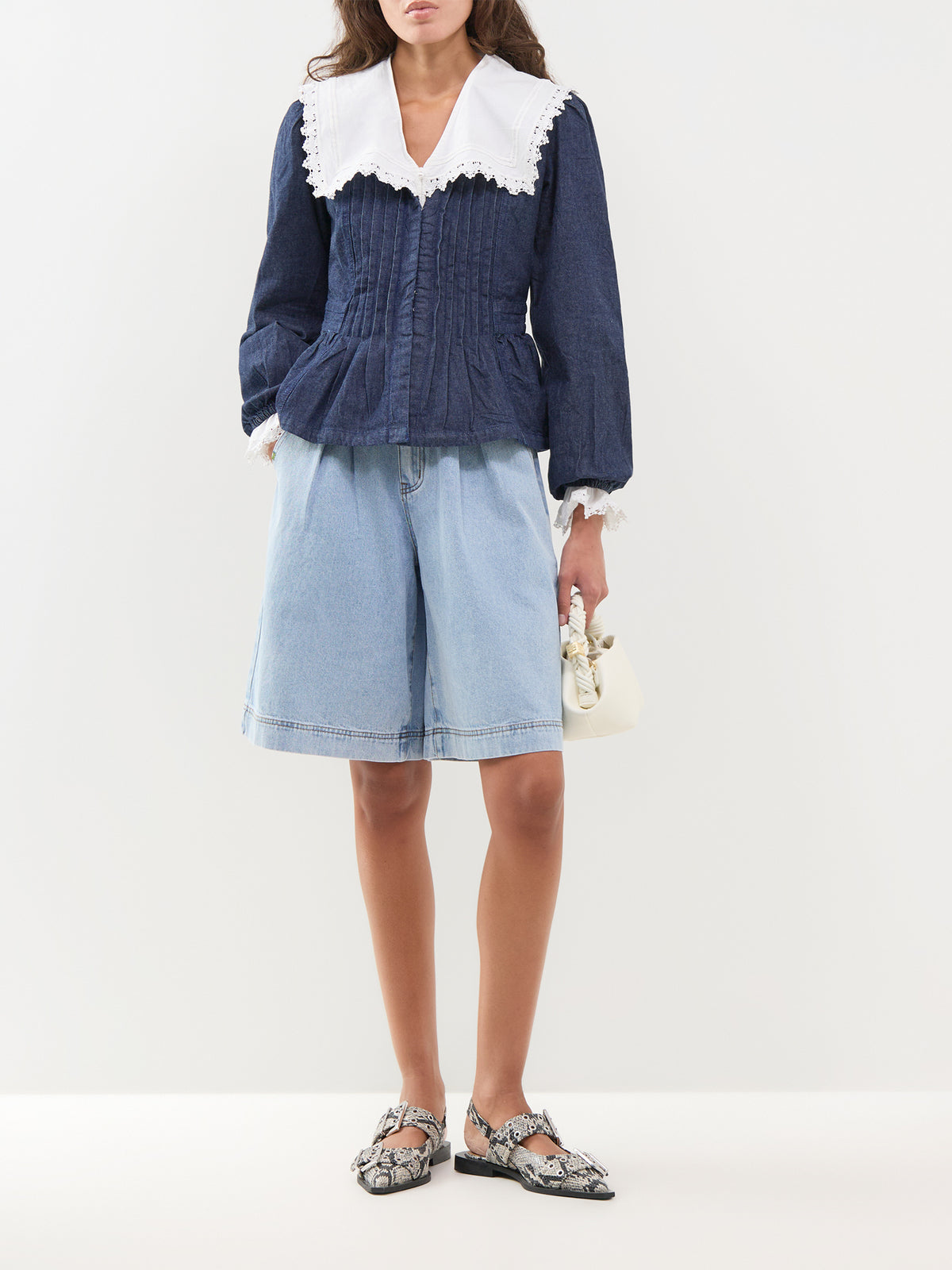 Cotton Tillie Denim Blouse - Blue