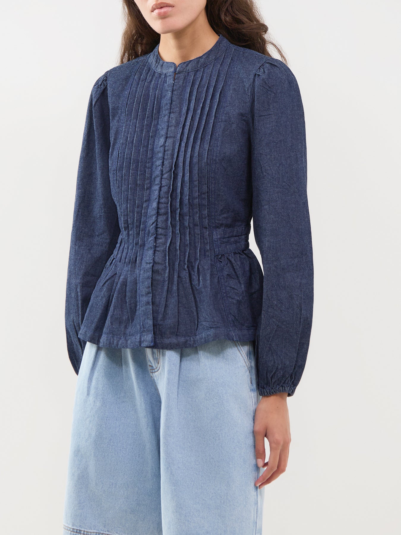 Cotton Tillie Denim Blouse - Blue
