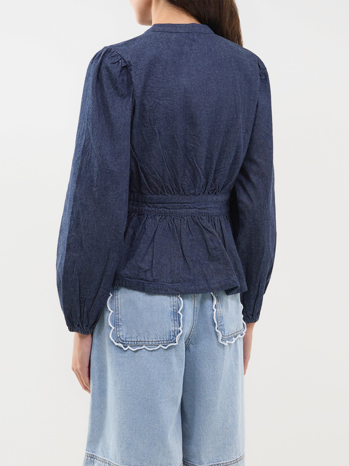 Cotton Tillie Denim Blouse - Blue