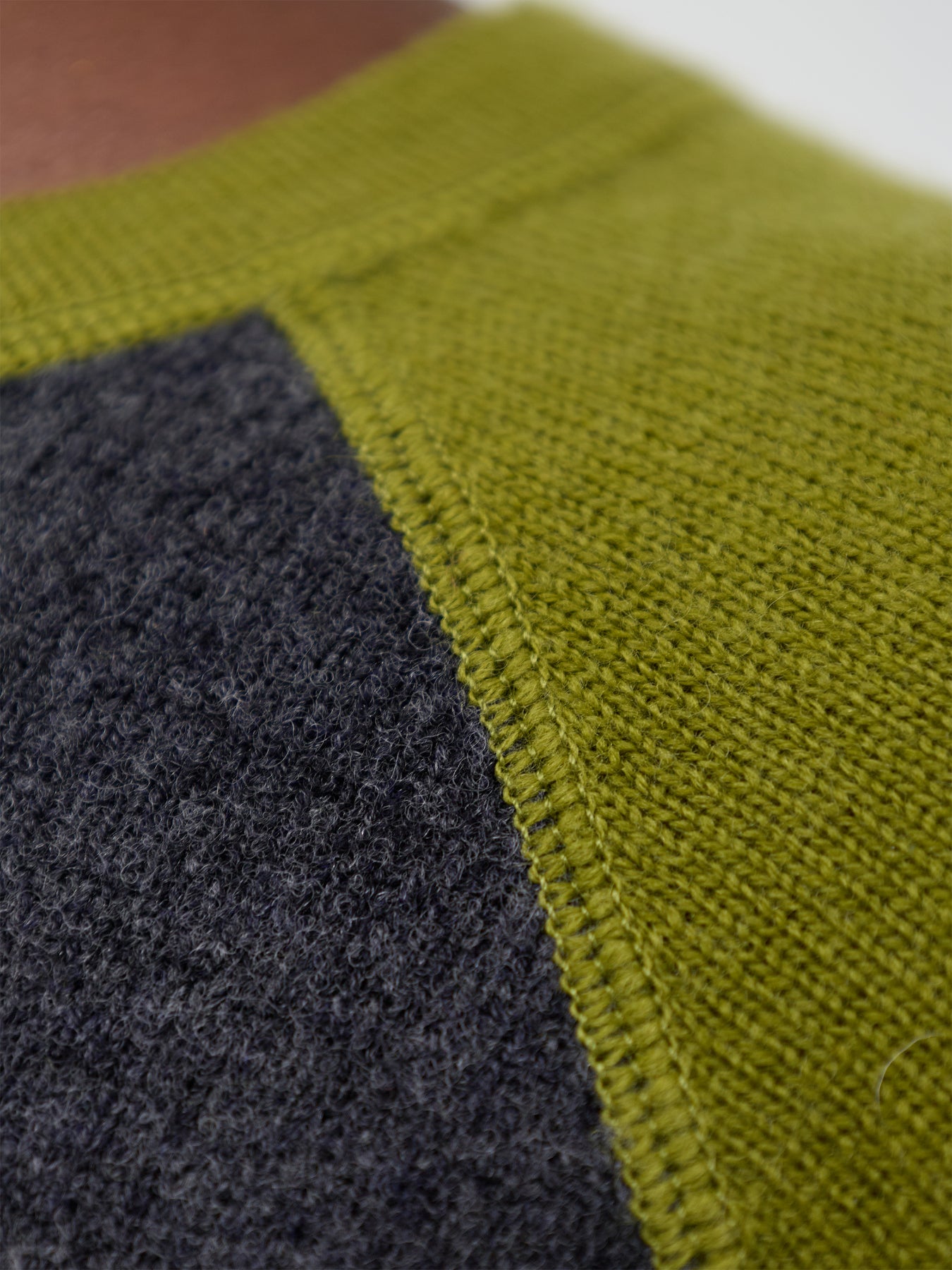 Wool Blend Polly Contrast Knit Jumper - Dark Grey Melange & Green