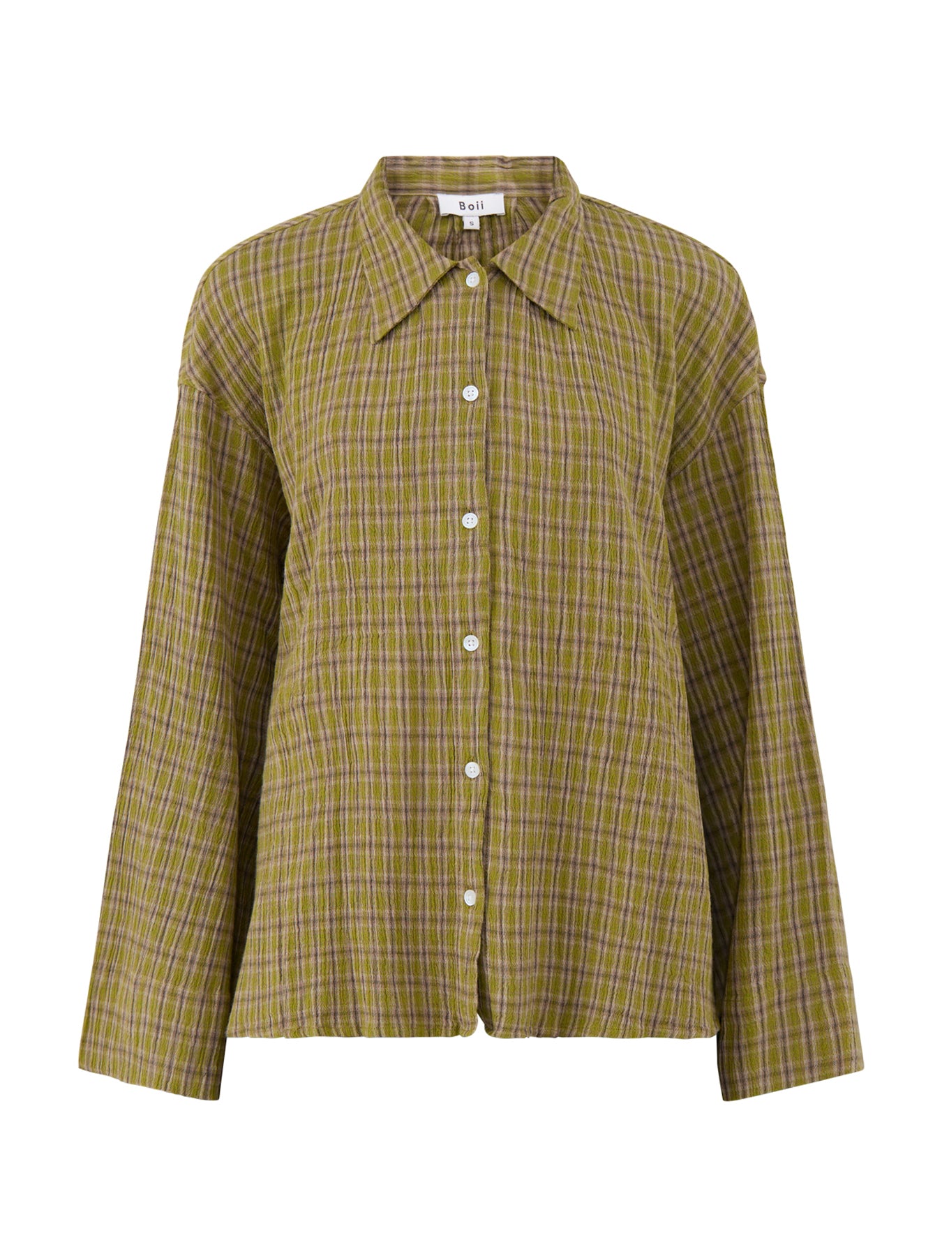 Cotton Tinsi Check Shirt - Green & Beige Check