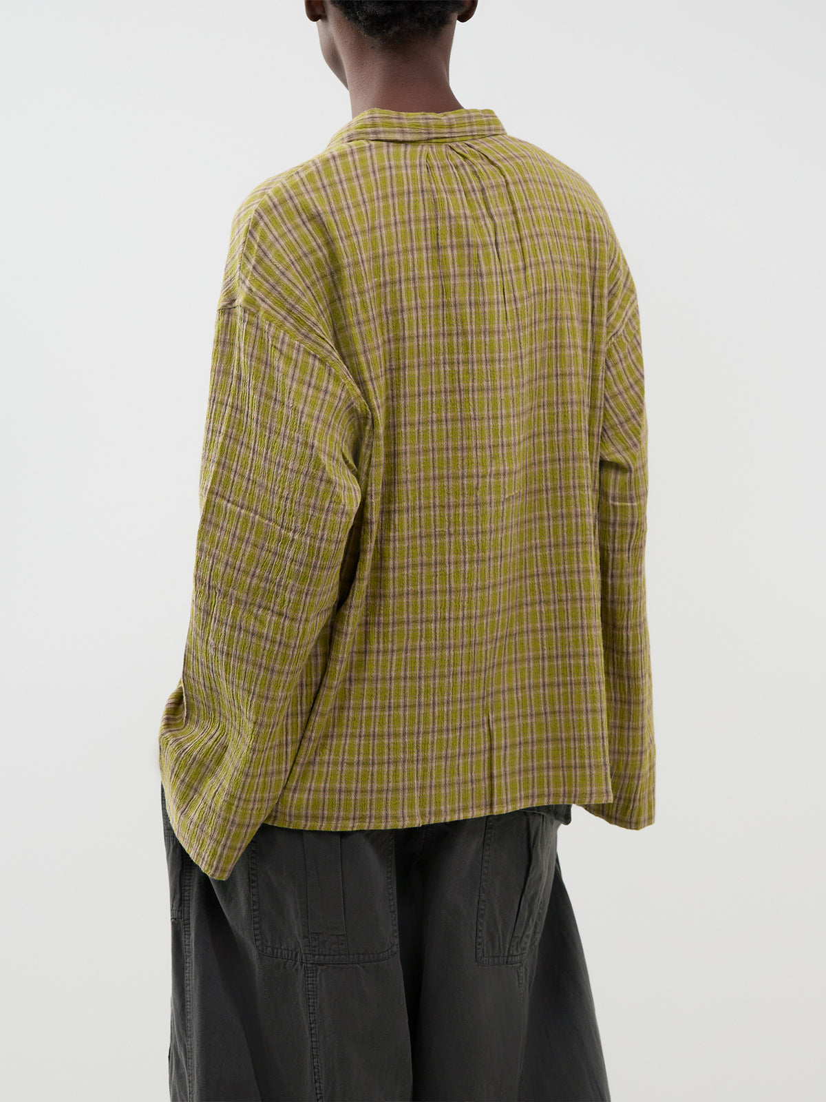 Cotton Tinsi Check Shirt - Green & Beige Check