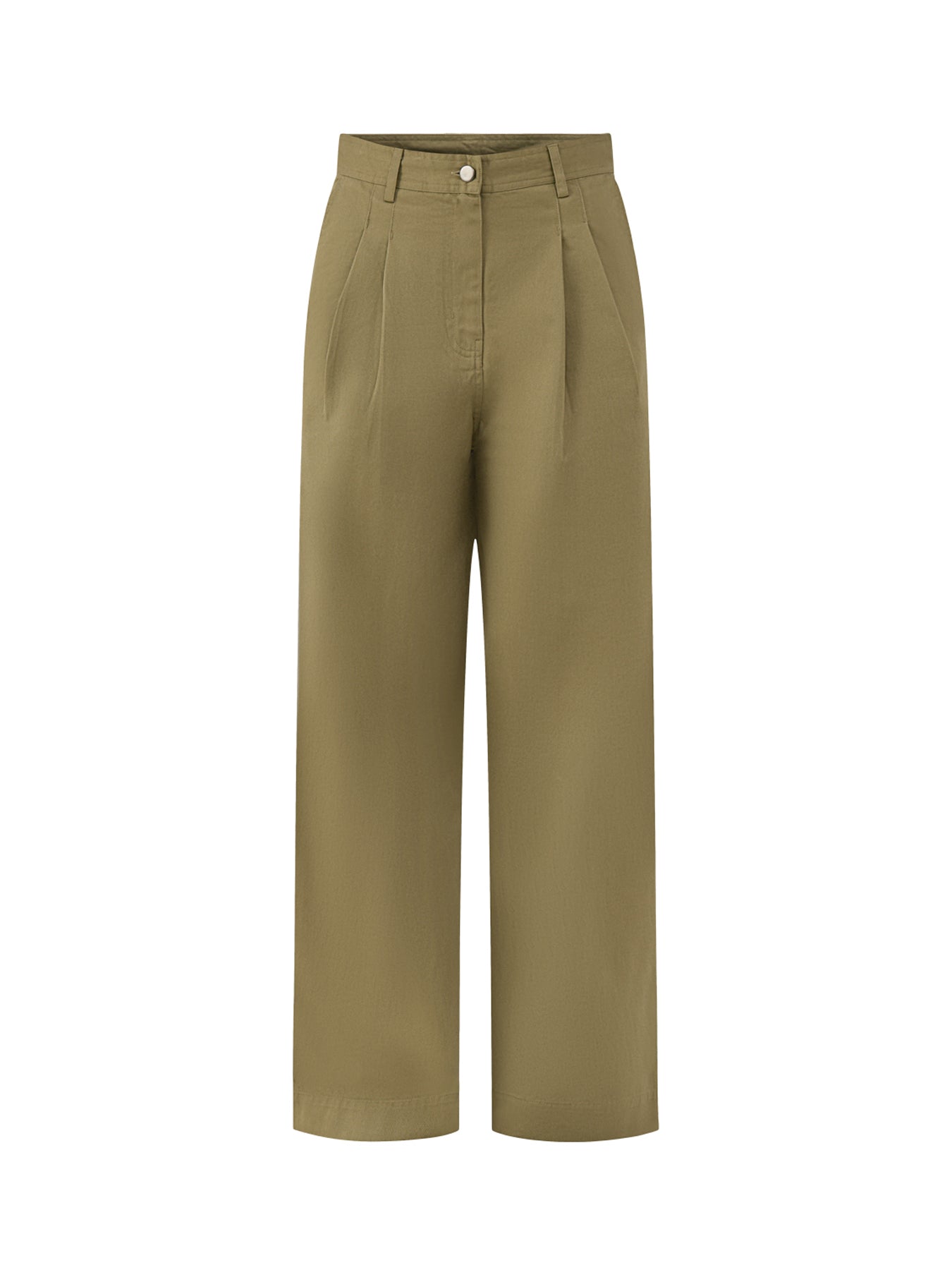 Cotton Julie Barrel Trousers - Light Olive