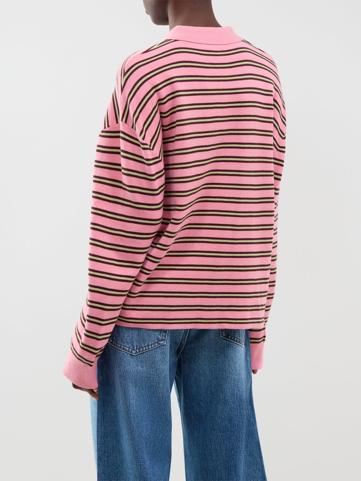 Cotton Adanne Polo Knit - Pink & Bordeaux