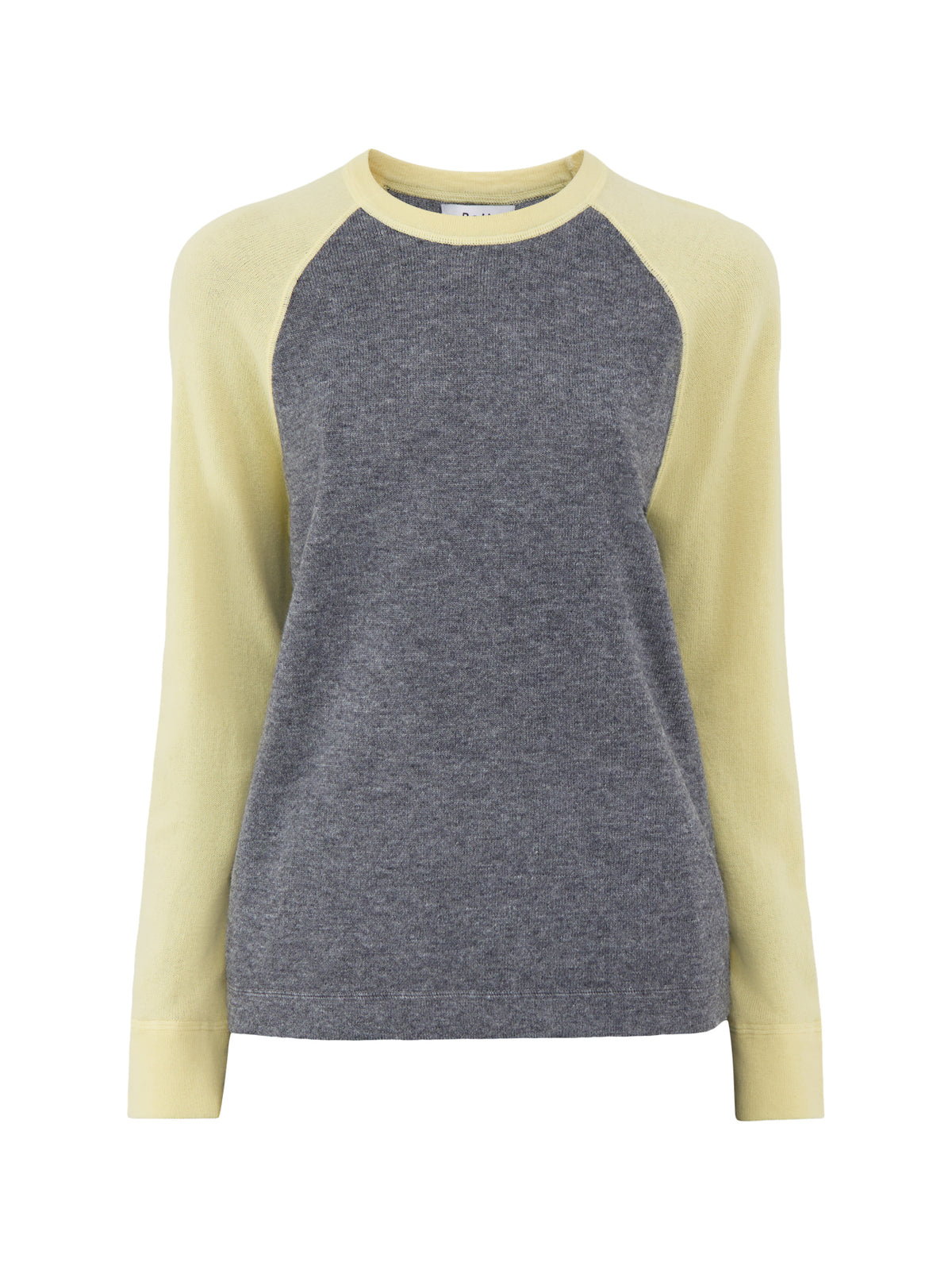 Wool Blend Polly Contrast Knit Jumper - Grey Melange & Bright Yellow