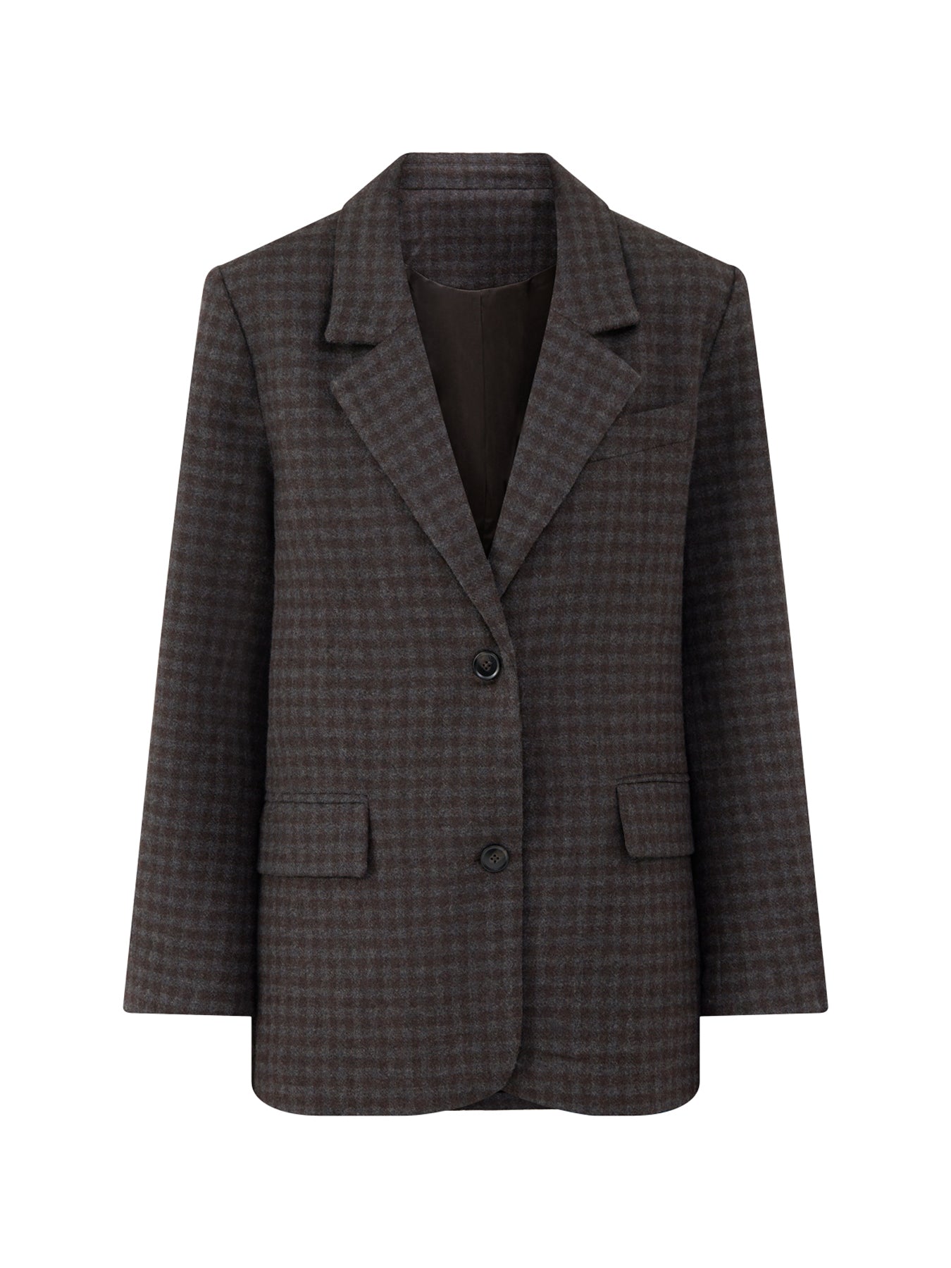 Wool Blend Solvej Blazer - Grey & Brown Check