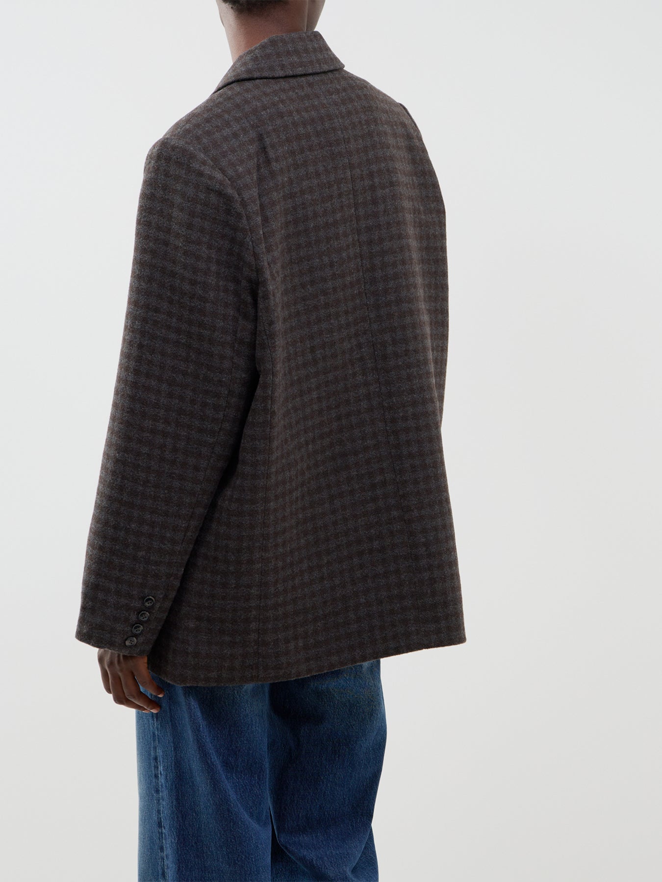Wool Blend Solvej Blazer - Grey & Brown Check