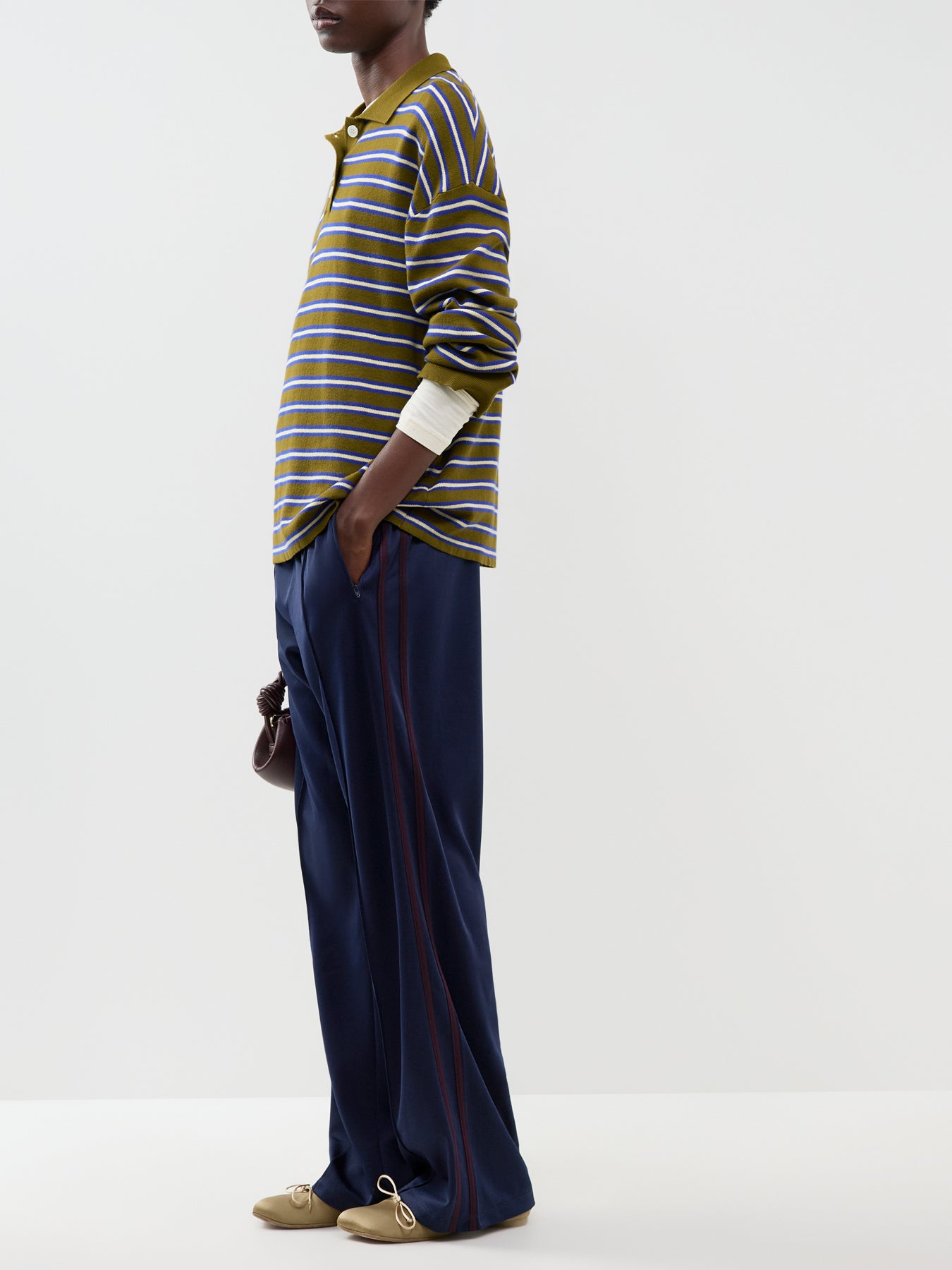Mia Trousers - Navy & Bordeaux