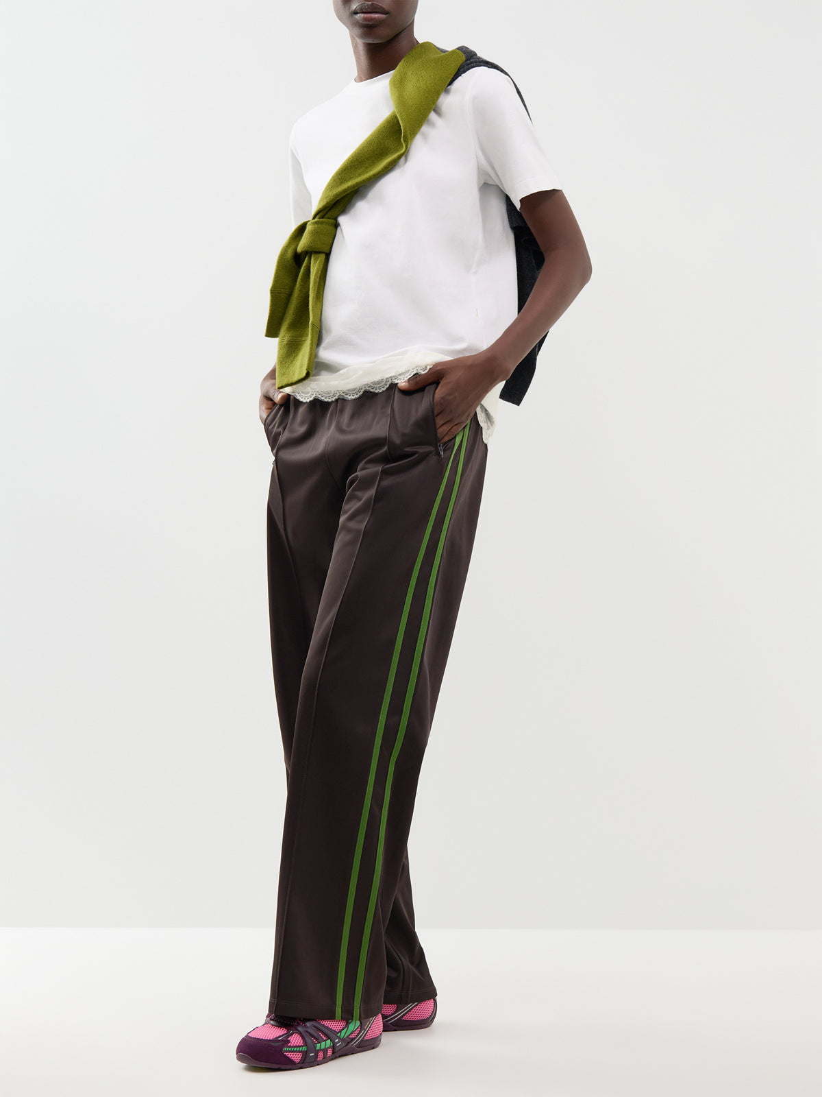 Mia Trousers - Dark Chocolate & Grass Green