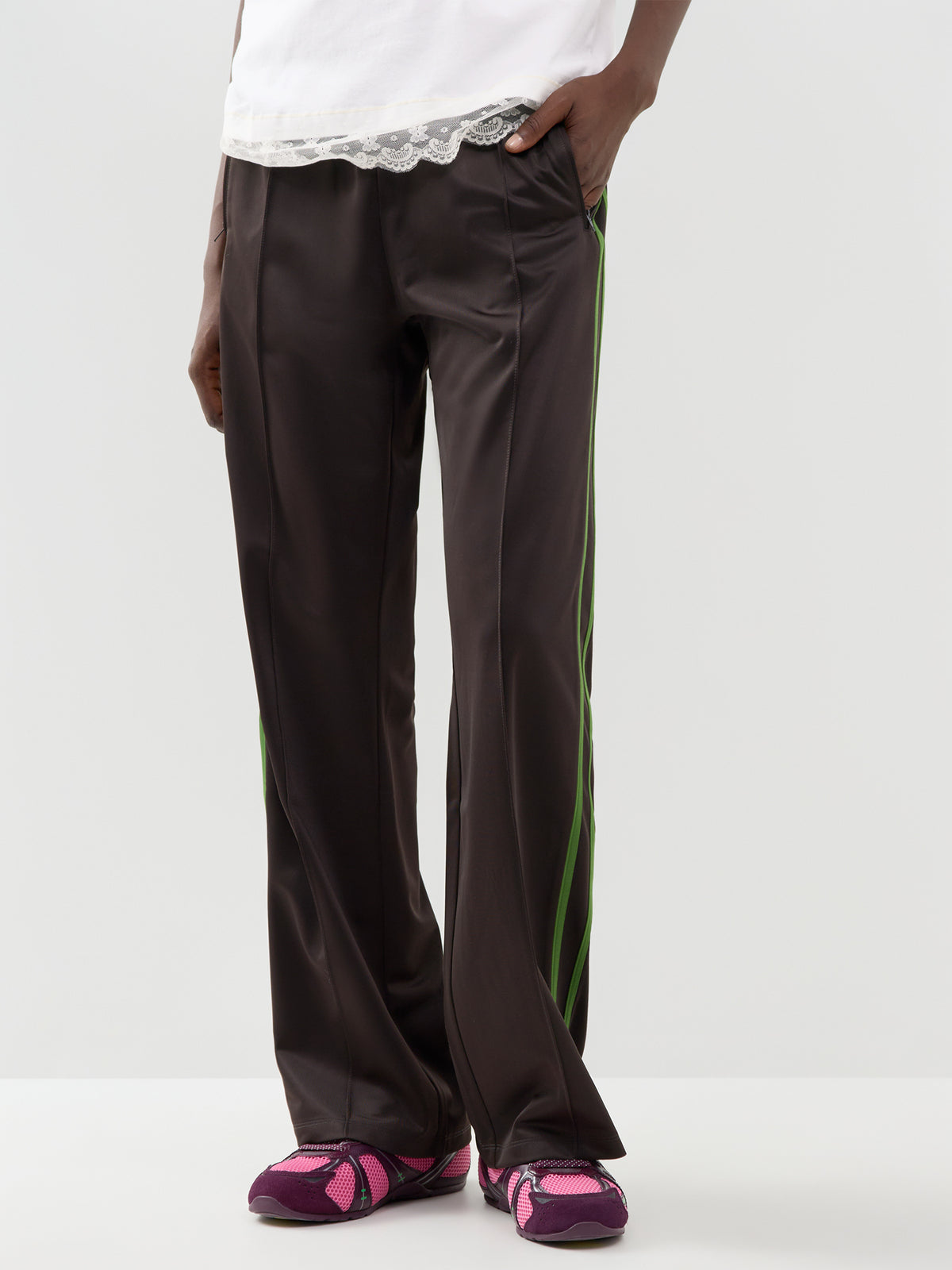 Mia Trousers - Dark Chocolate & Grass Green