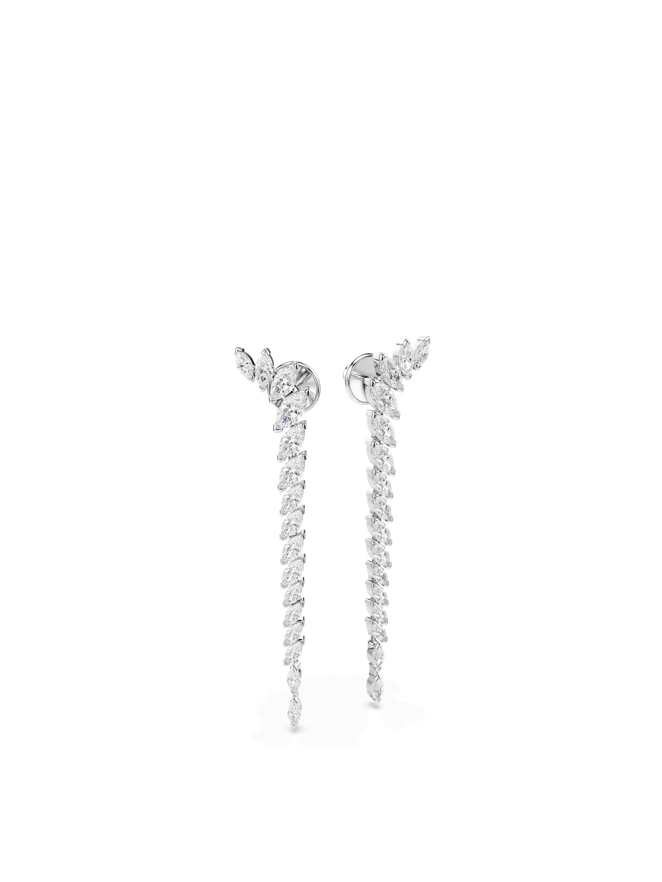 Mesmera Long Stud Earrings Silver