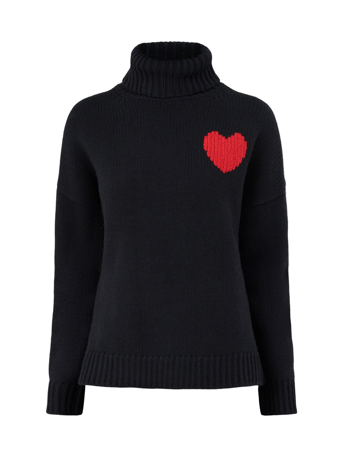 Heart Melange Merino Wool Roll Neck Jumper