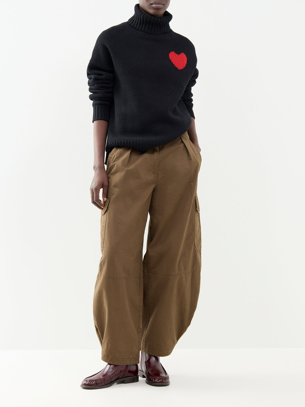 Heart Melange Merino Wool Roll Neck Jumper
