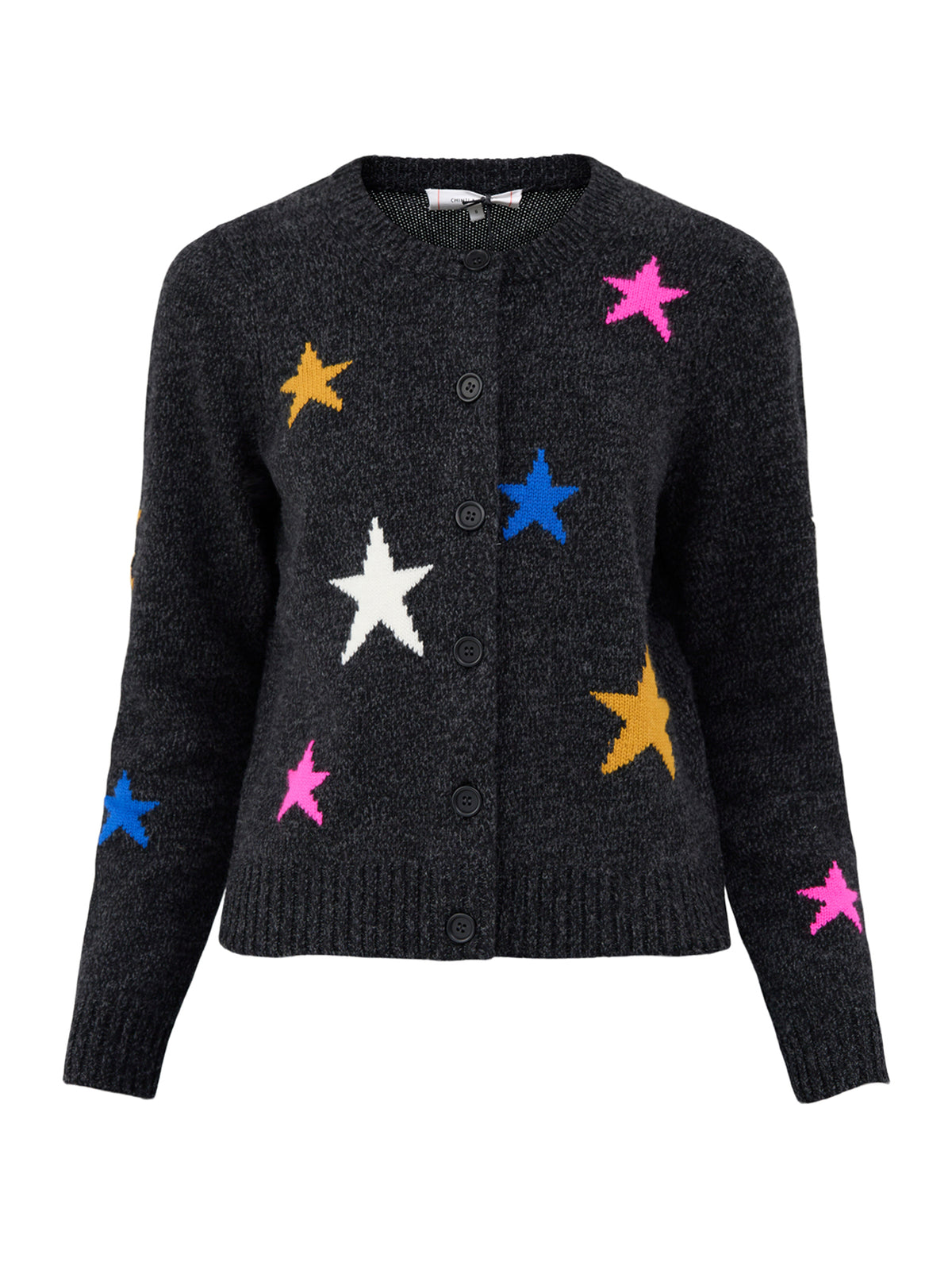 Star Round Neck Cardigan - Black