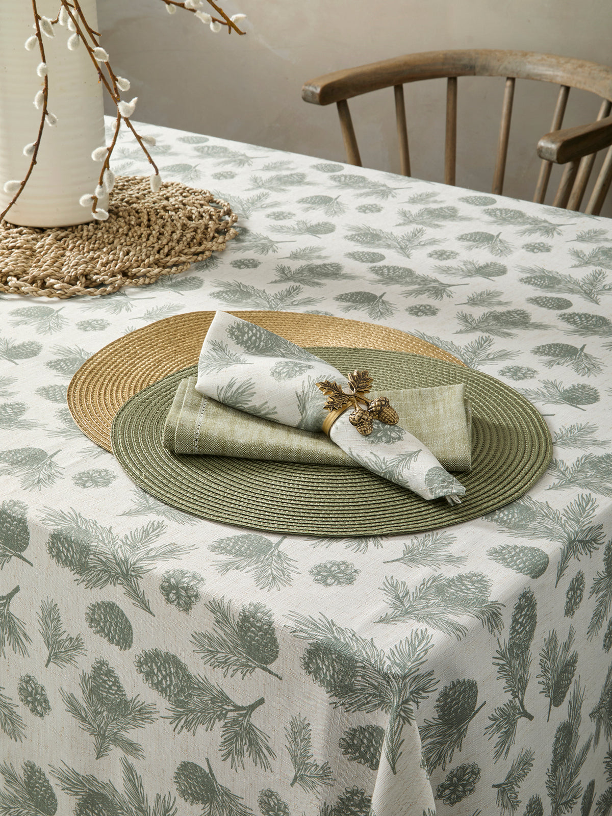 Pinewood Christmas Tablecloth