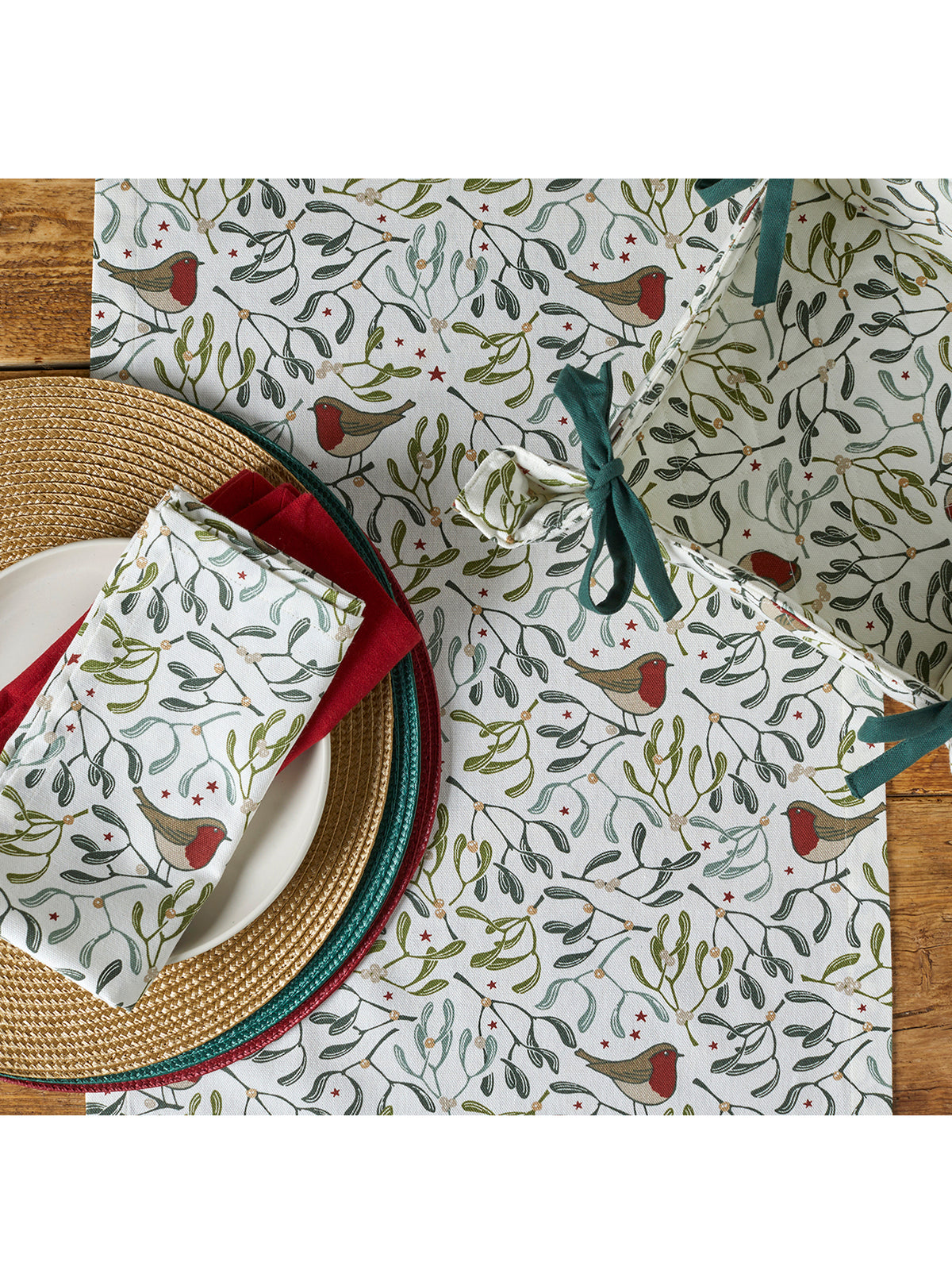 Robin & Mistletoe Christmas Table Runner
