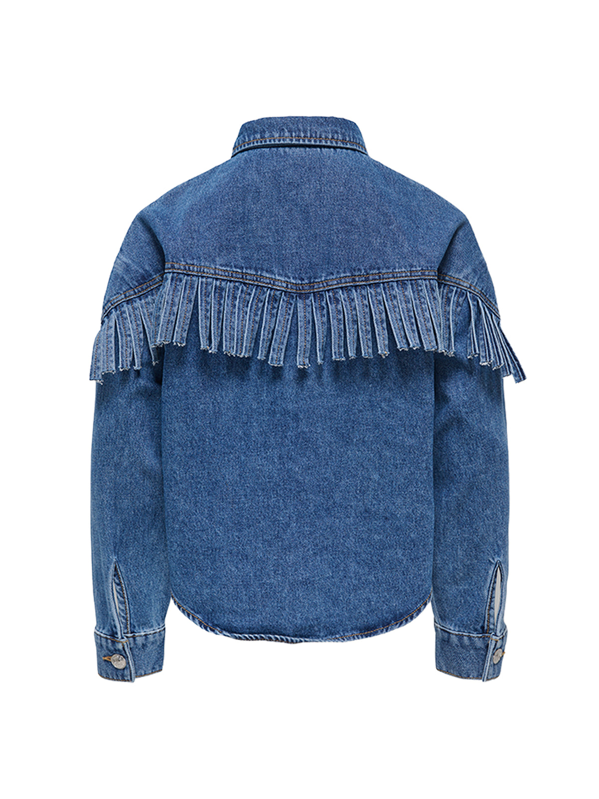 Cotton Maureen Long-Sleeved Fringe Denim Shirt