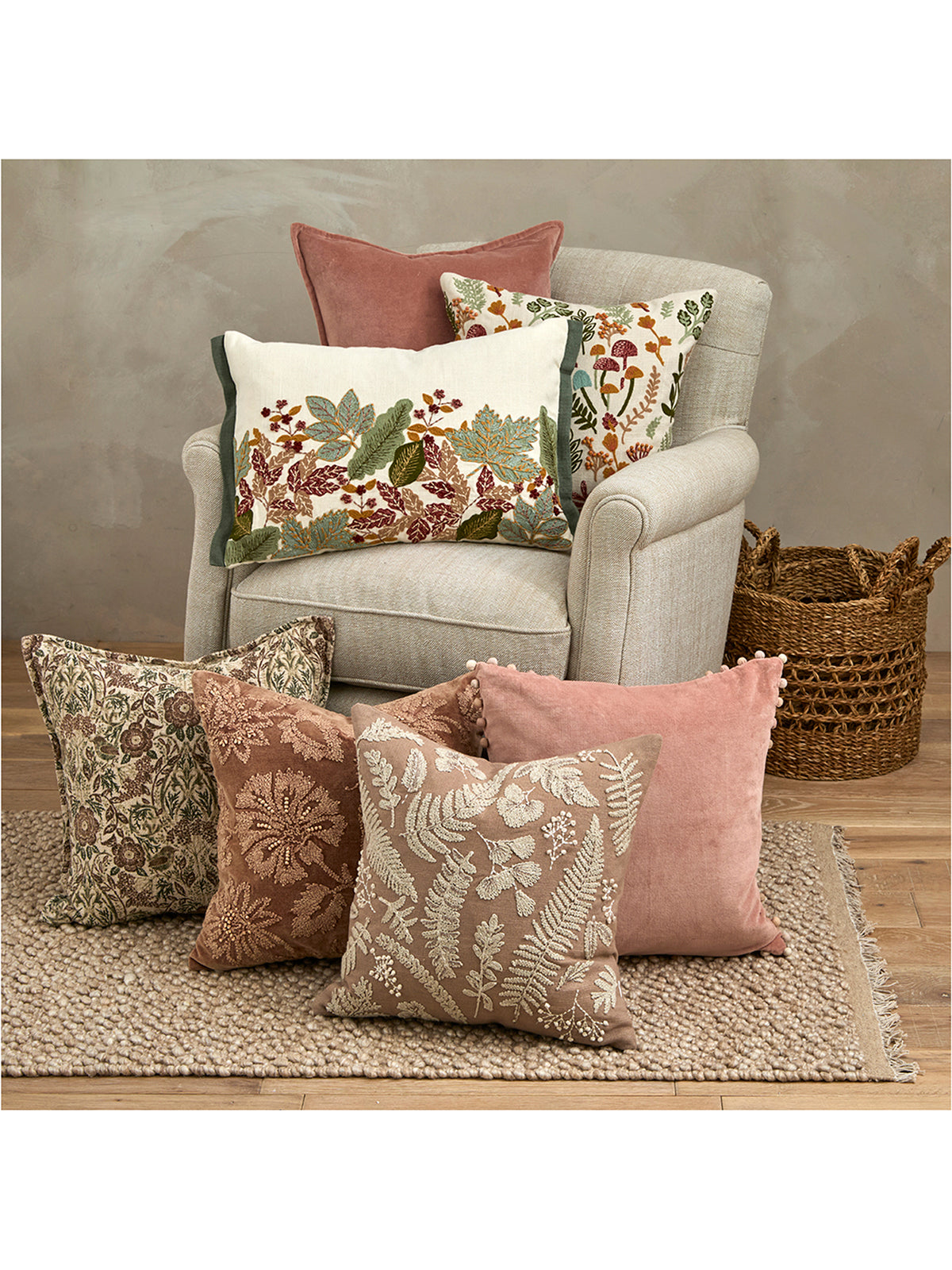 Embroidered Forest Glade Decorative Cushion