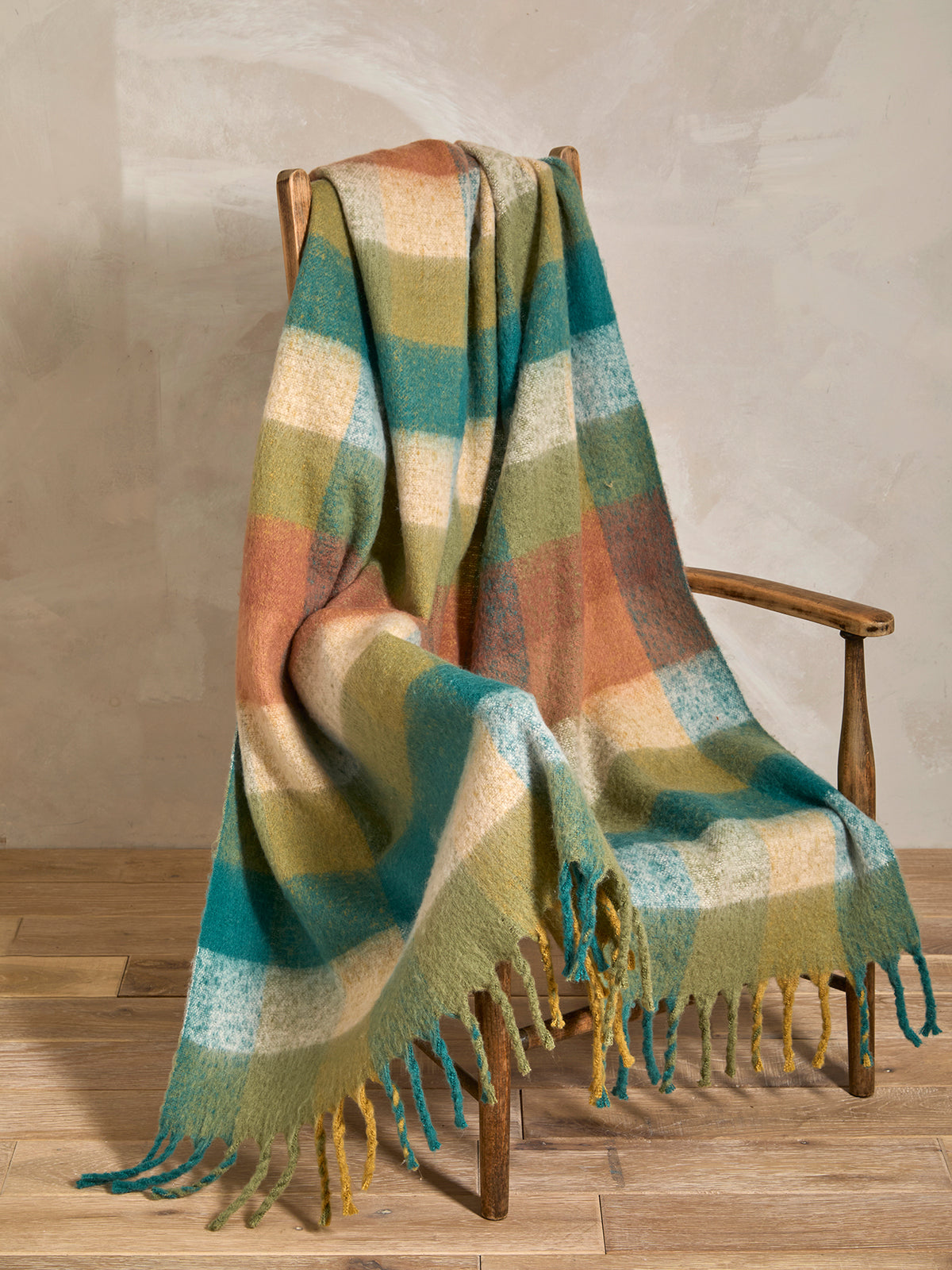 Faux Mohair Check Throw