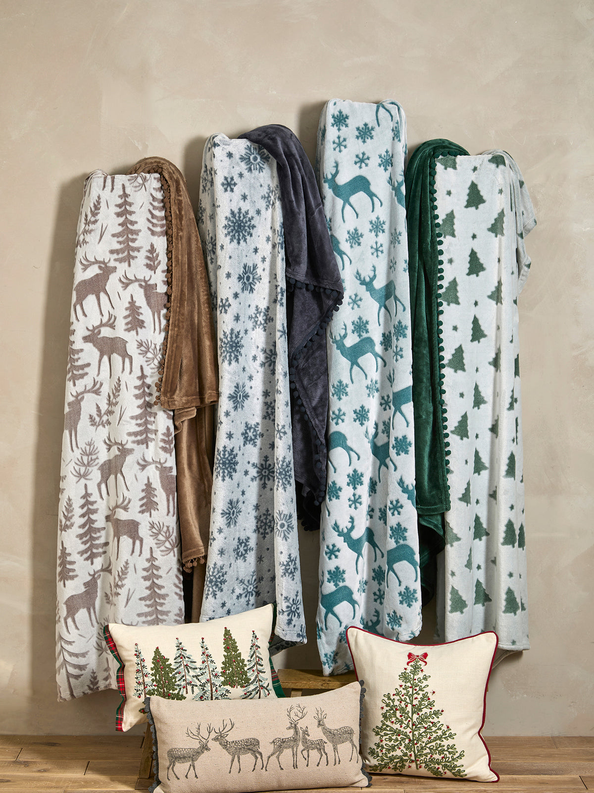 Winter Tree with Bow Decorative Cushion
