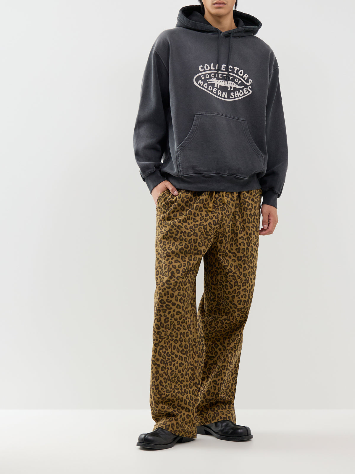 Cotton Blend Gator Shoes Hoodie - Black
