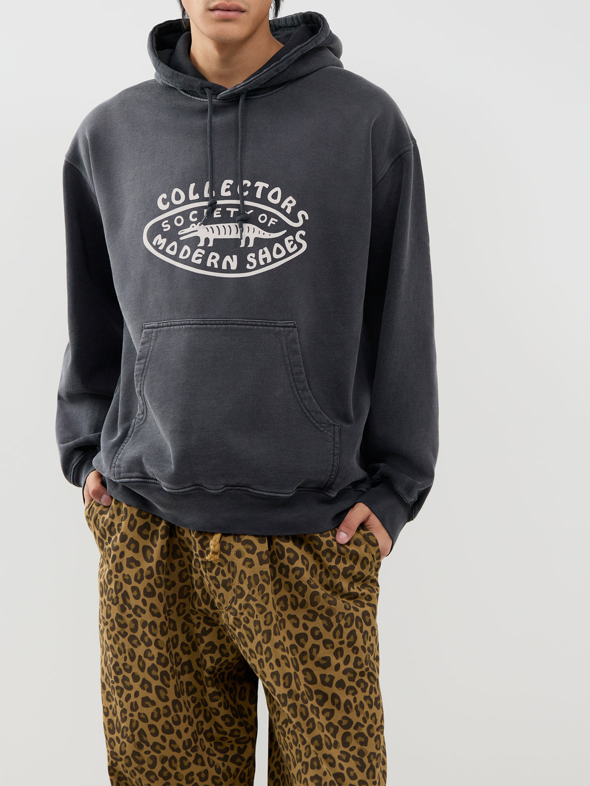 Cotton Blend Gator Shoes Hoodie - Black