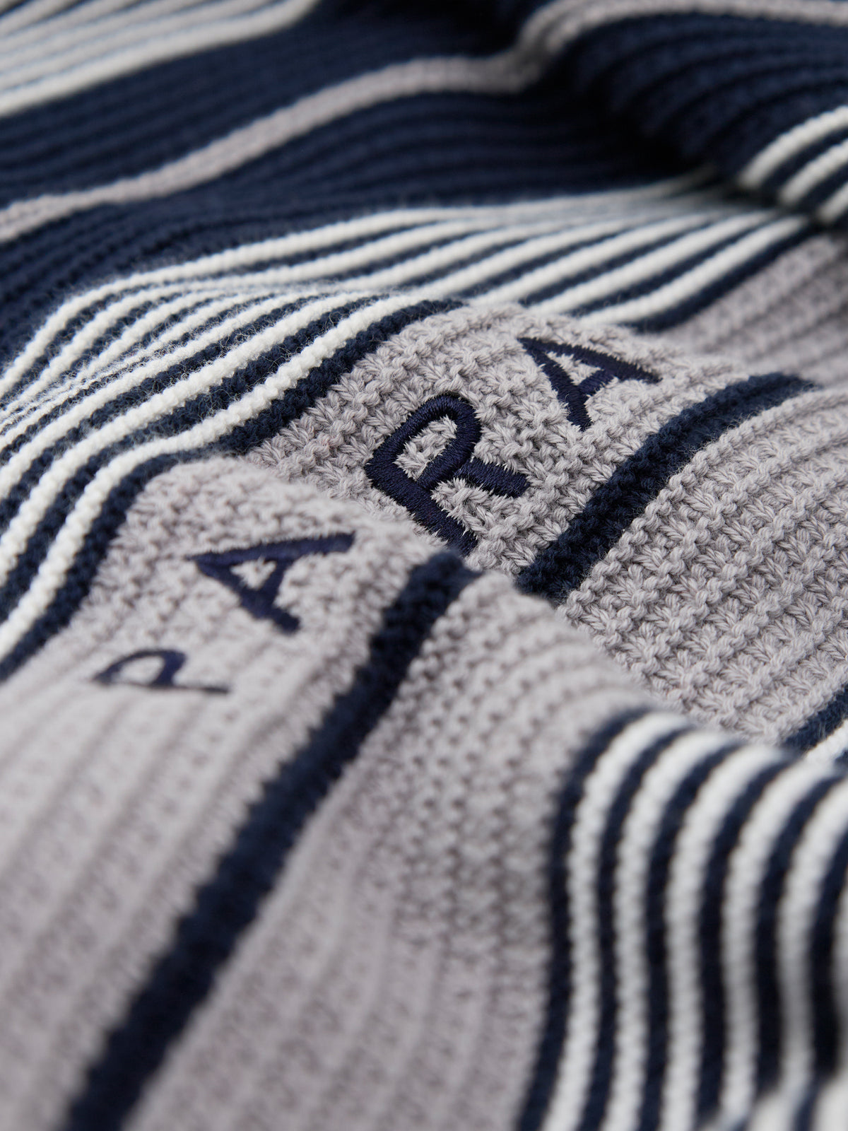 Cotton Neatly Striped Knitted Jumper - Navy