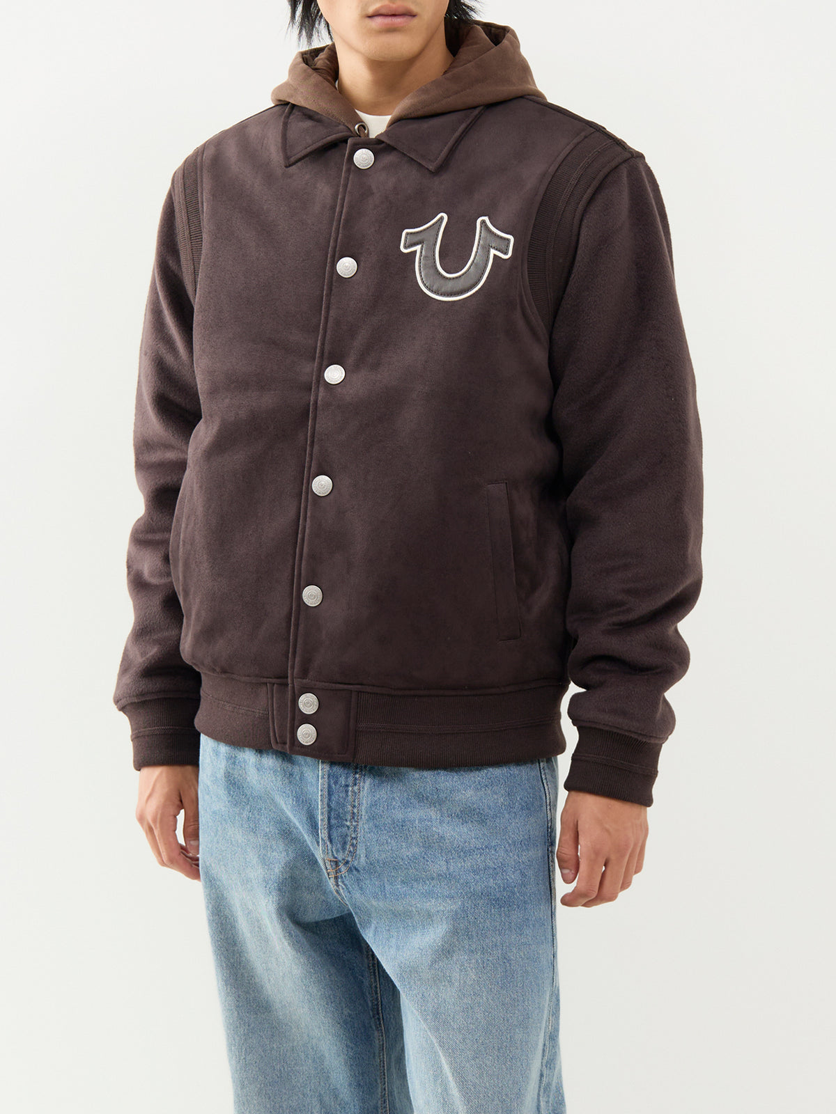 Suede-Effect Bomber Jacket